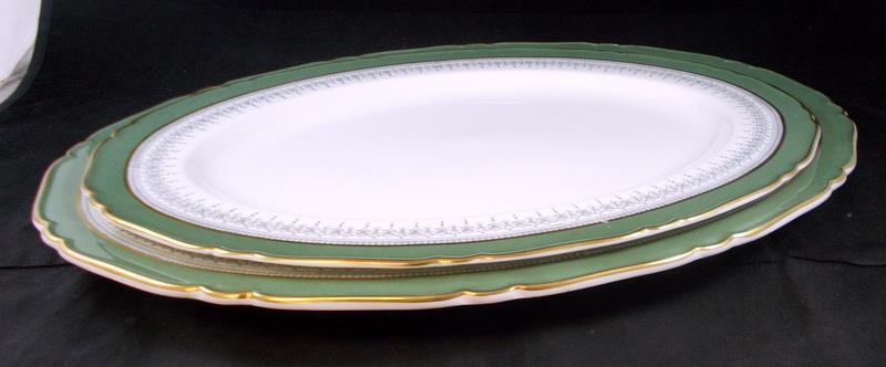Royal Worcester Regency Green and Gray 15 Inch Oval Platter Z2730