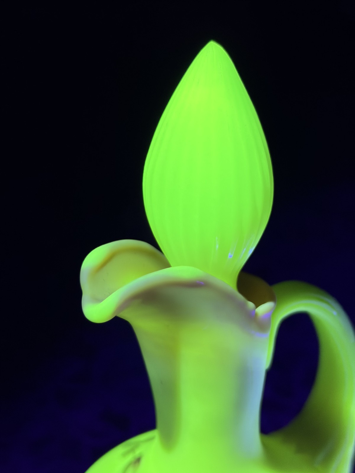 Vintage Fenton Burmese Satin Glass Cruet Stopper Hand Painted Roses UV Glow