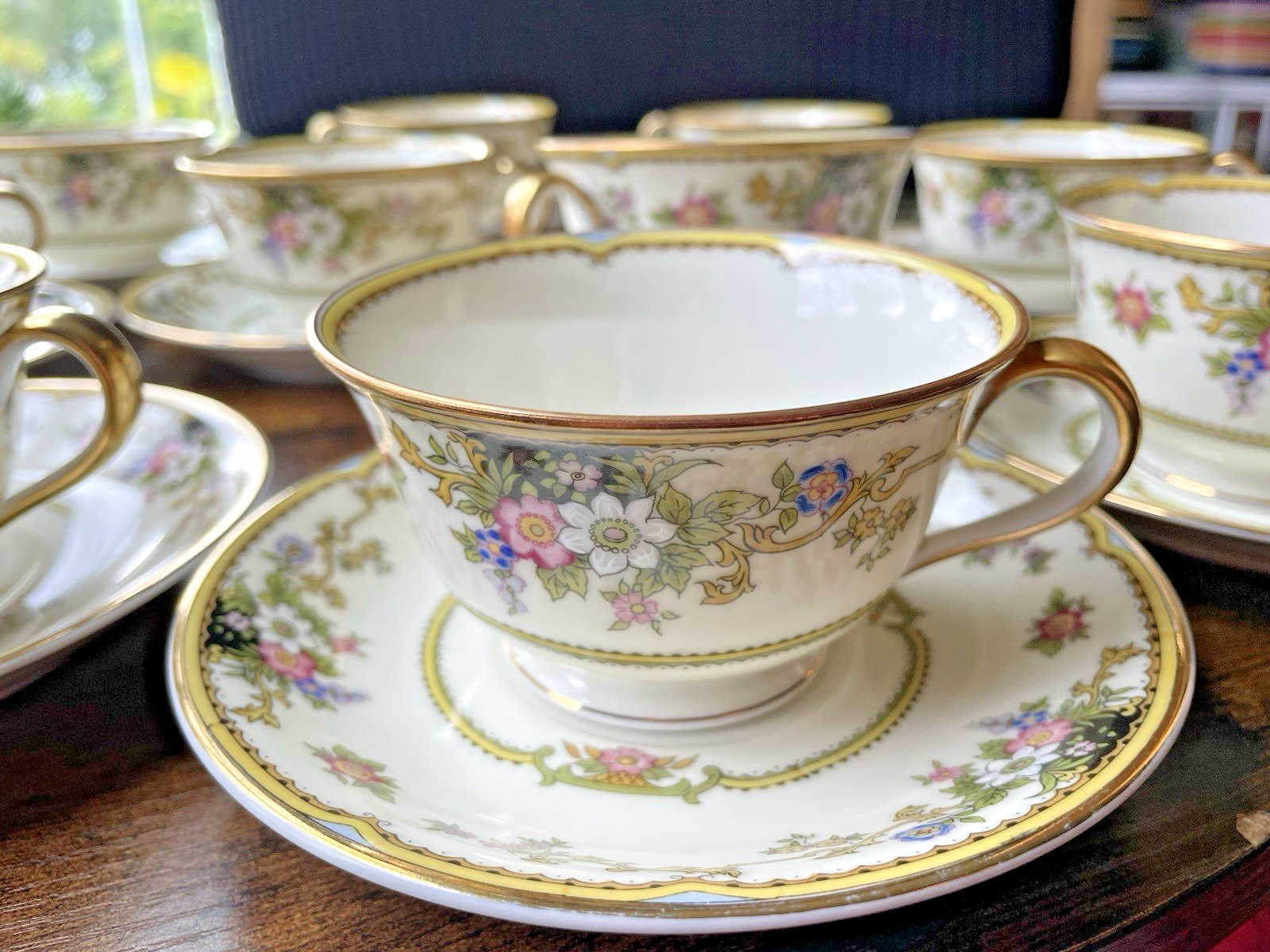 Noritake Tea Cup & Saucer Gold Floral China Vintage Set Cordova 1930’s Japan