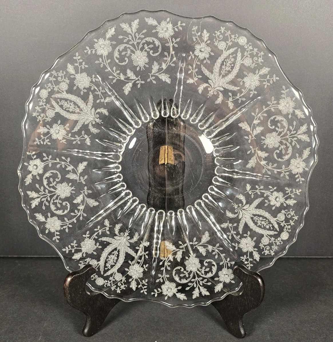New Martinsville Prelude Etched Glass Salver Plate