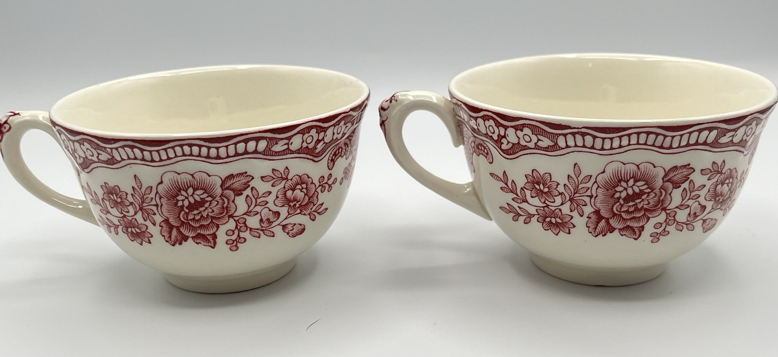 Crown Ducal Bristol Pink Scalloped Edge Tea Cup and Saucer Vintage 1930s