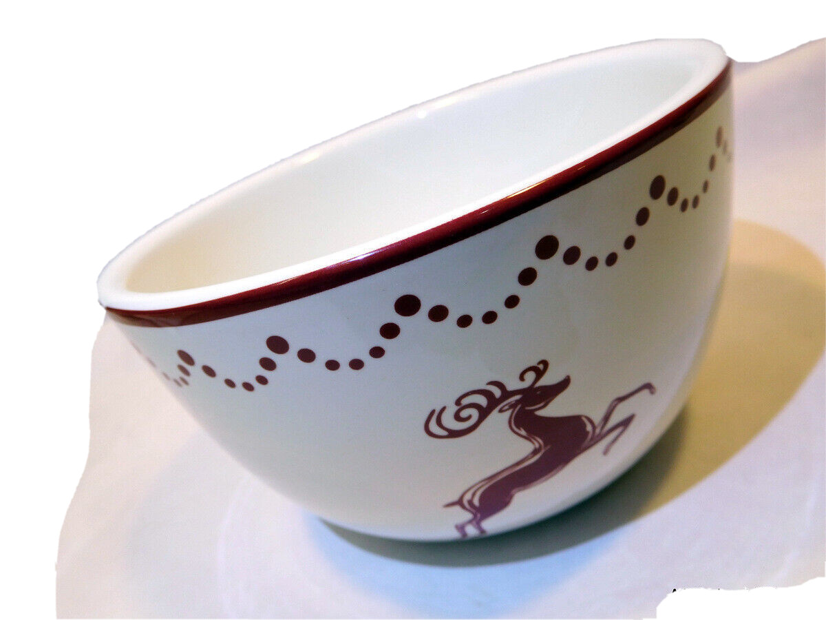 Holiday Home International Products Bowl Decor Reindeer Red & White 3”x5”