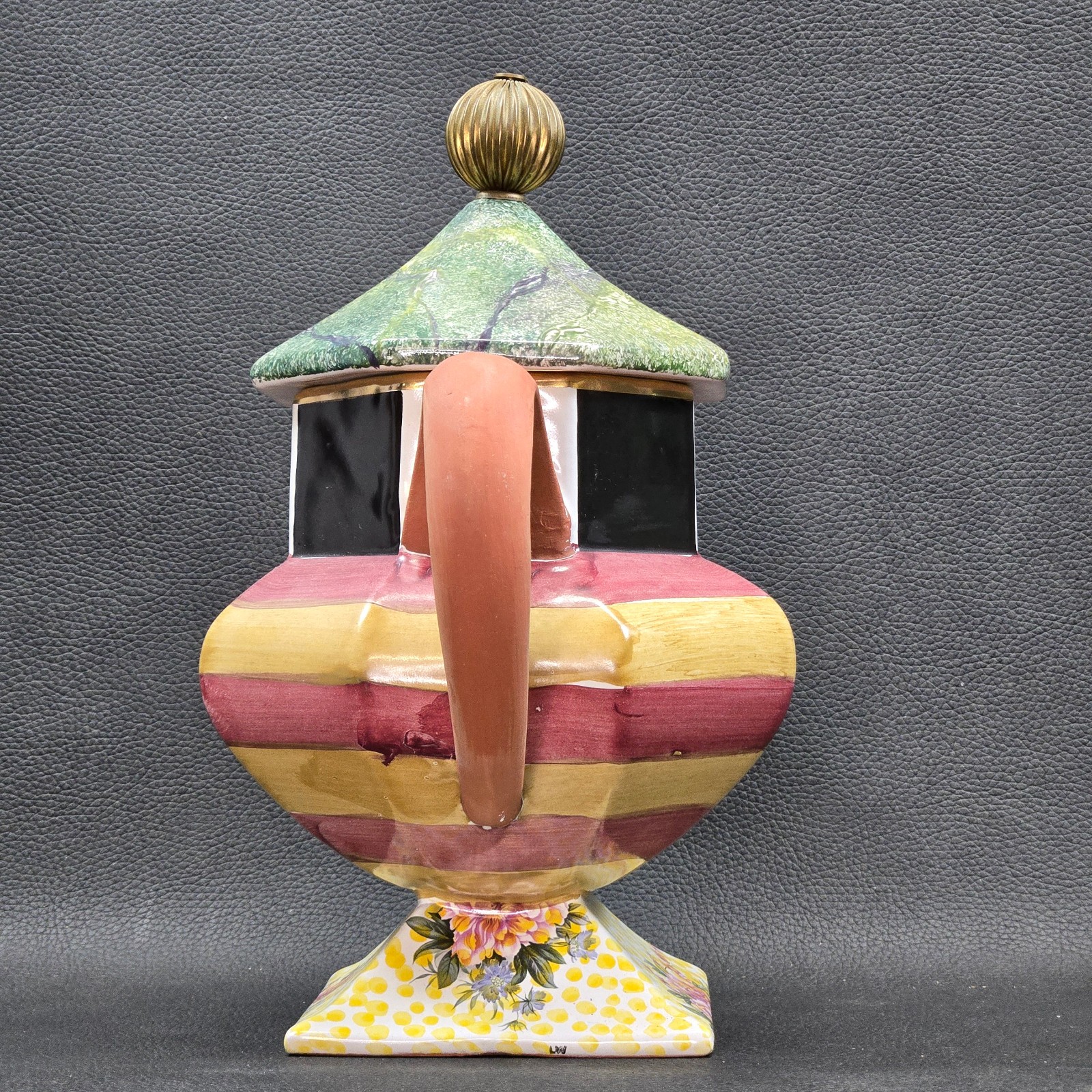 Mackenzie Childs Torquay Frank and Mustard 11 Inch Ceramic Clay Teapot w/ Lid