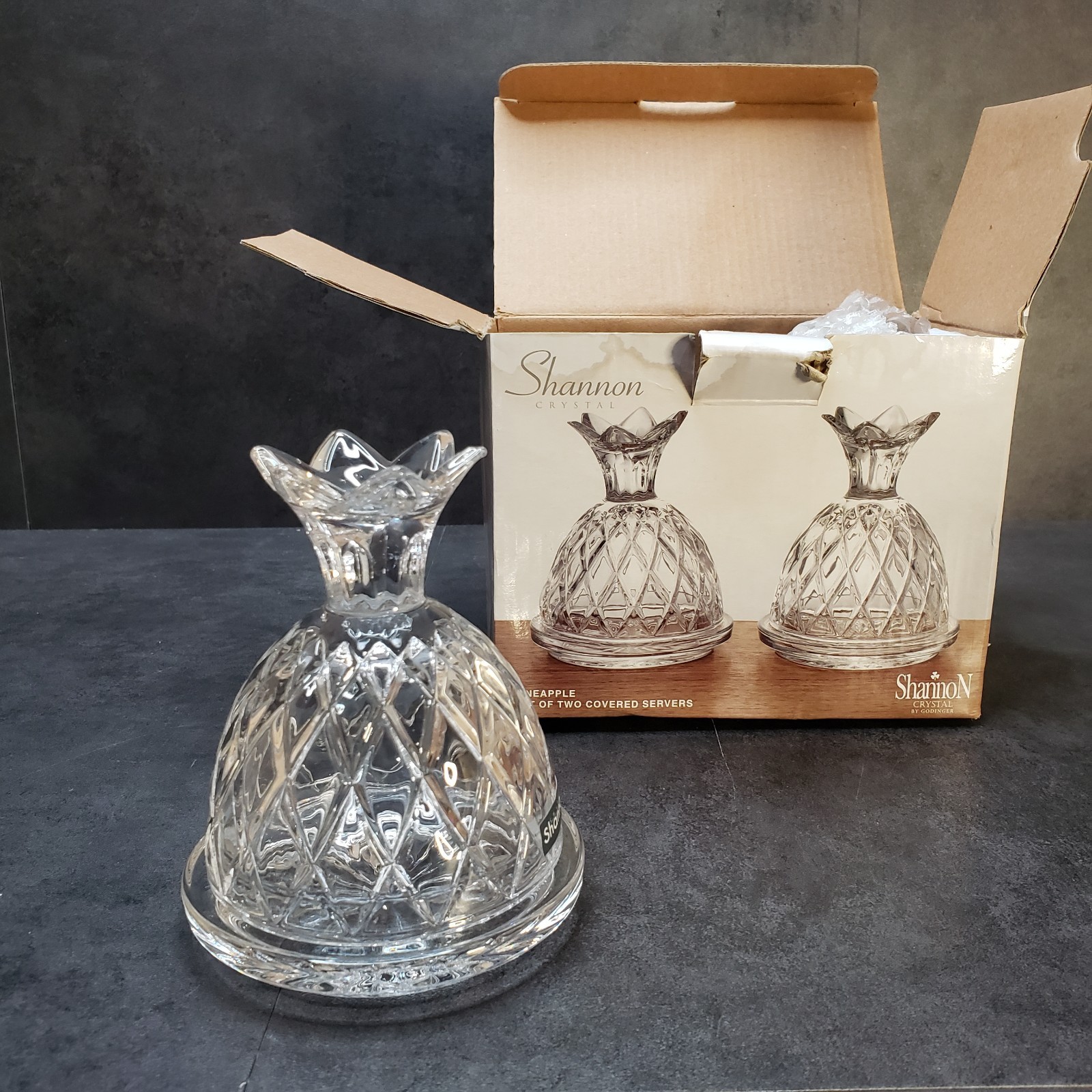 Shannon Crystal Covered Pineapple Servers by Godinger with Original Box