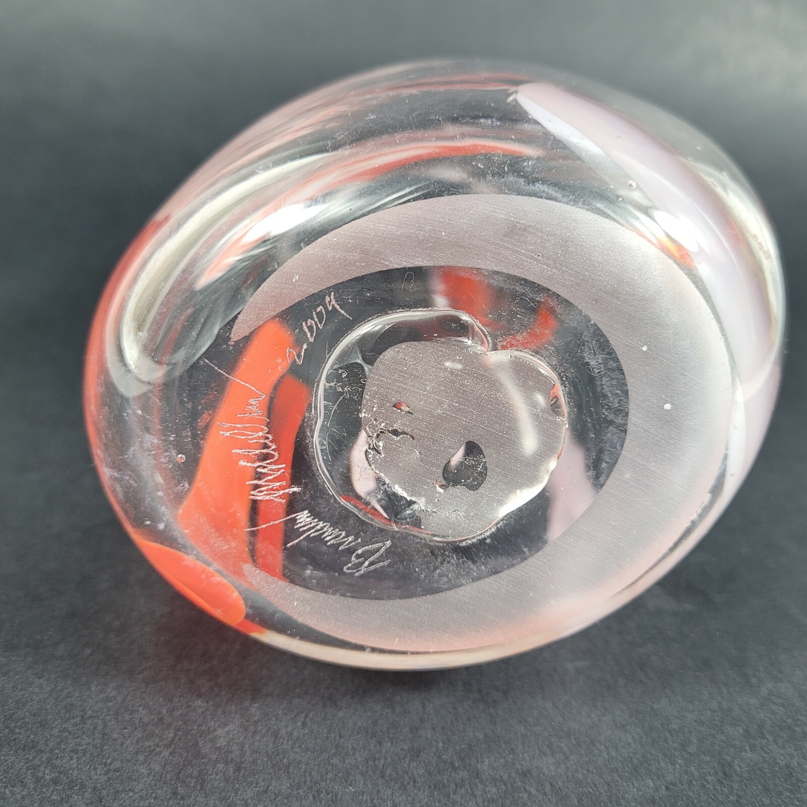 BRANDON MCCLELLAN Studio Art Glass Artist Signed Abstract Red and white 2009