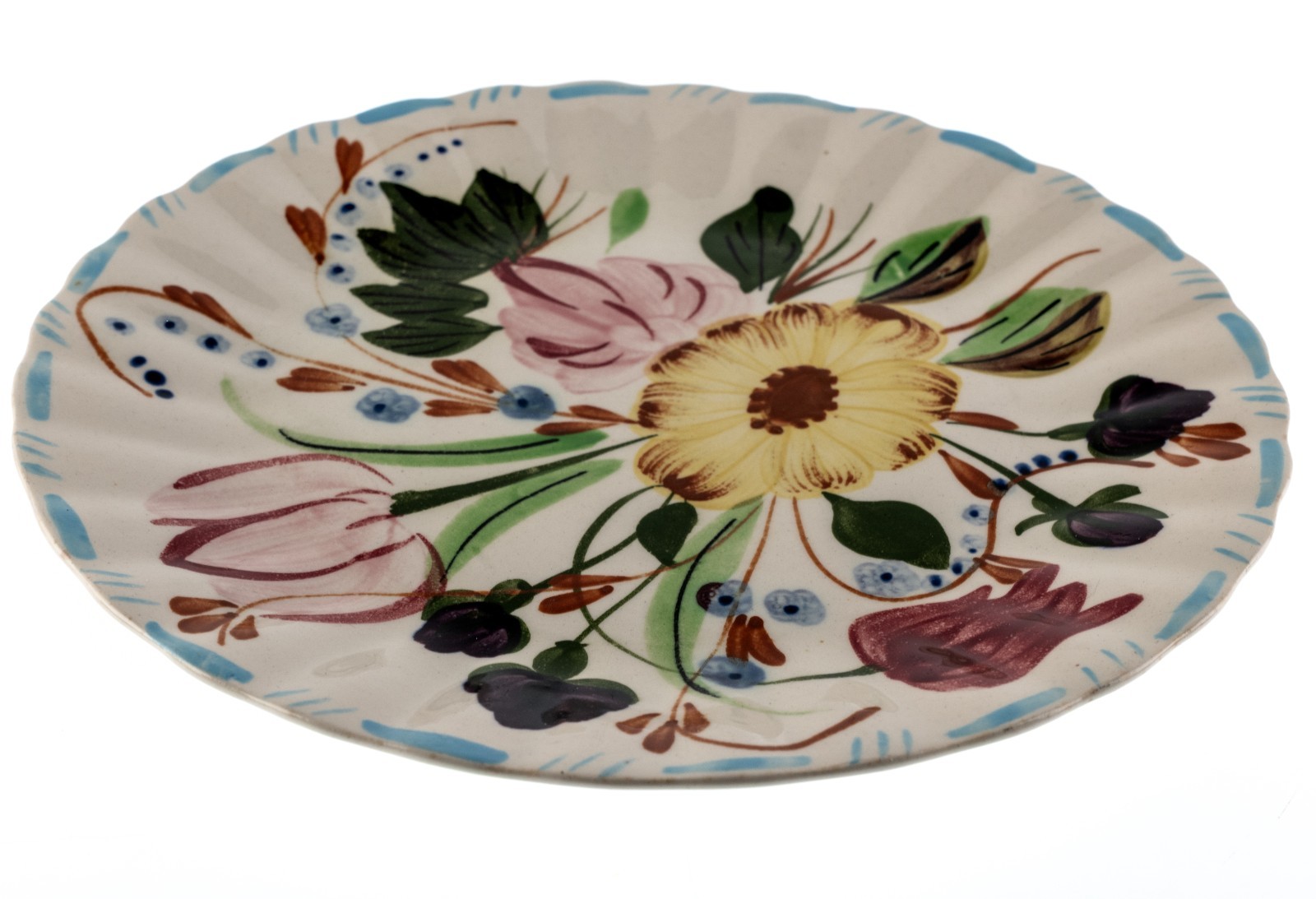 2 VTG Blue Ridge Southern Potteries Dinner Plates Grandmother’s Garden 10.25″