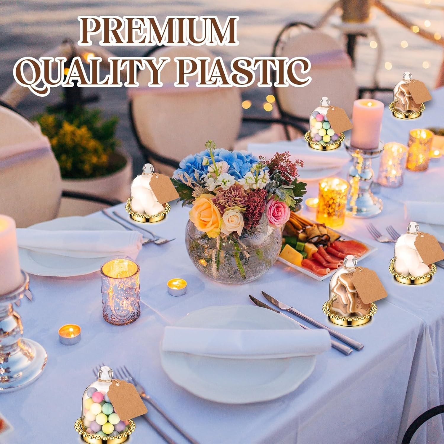 24 Pack 4″ Gold Crown Jar Candy Container Favors with Dome for Wedding, Brida…