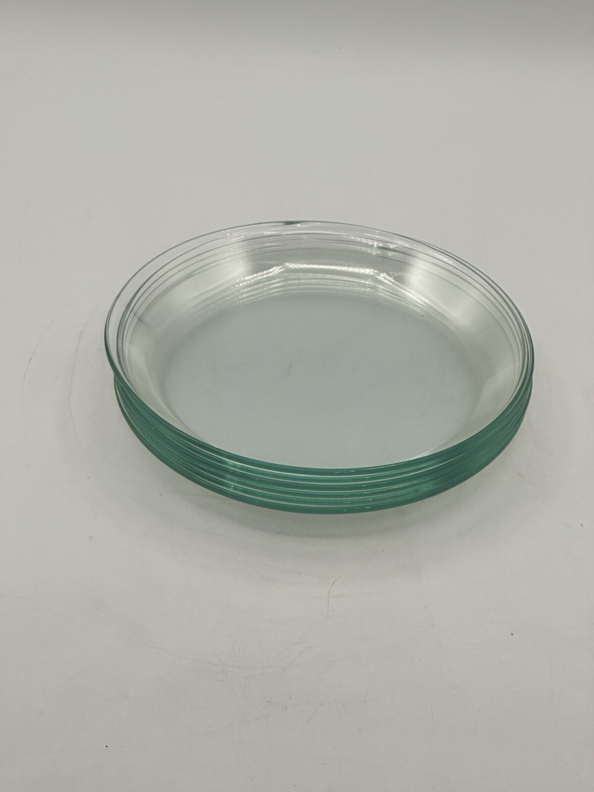 Clear Glass 6.25” Snack Or Candle Plate Set Of 6 With 5/8” Spill Guard Lip