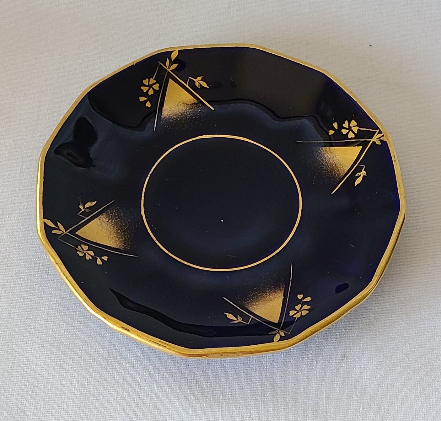 Vintage JLMENAU Graf Von Henneberg Echt Kobalt Demitasse Espresso Cup & Saucer