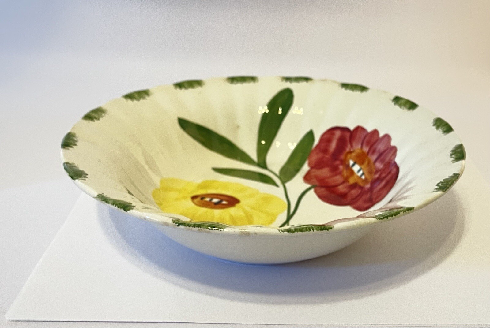 Blue Ridge Southern Pottery Poppy Flowers Vintage Serving Bowl Hand Painted 9″