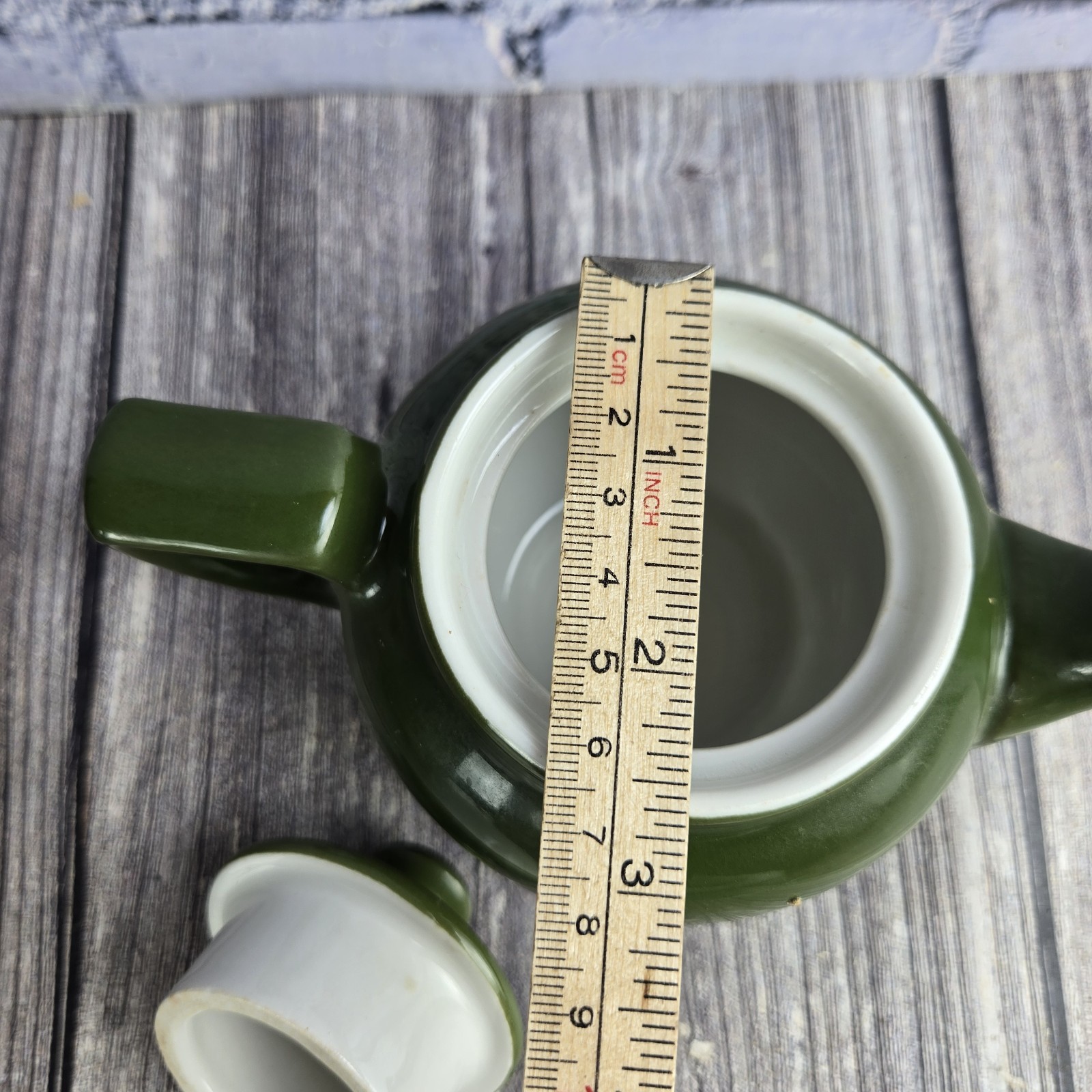 Vintage Dark Green Glazed 4″ Tall 1 Cup Personal Teapot