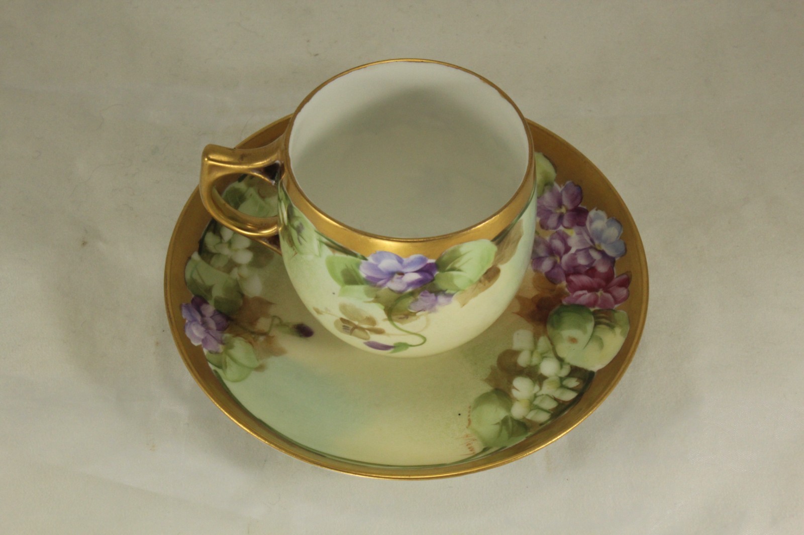 Early 1903 – 1912 Pickard China Violets Small Cup & Saucer Artist Signed H Reury