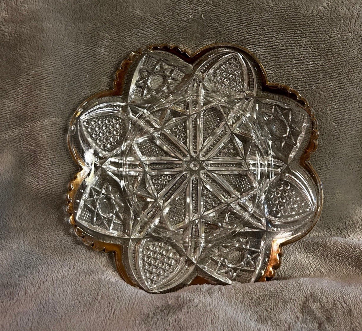 Elegant Vintage Gold Trim Dish – 8″ Serving Plate for Butter, Candy, or Cheese