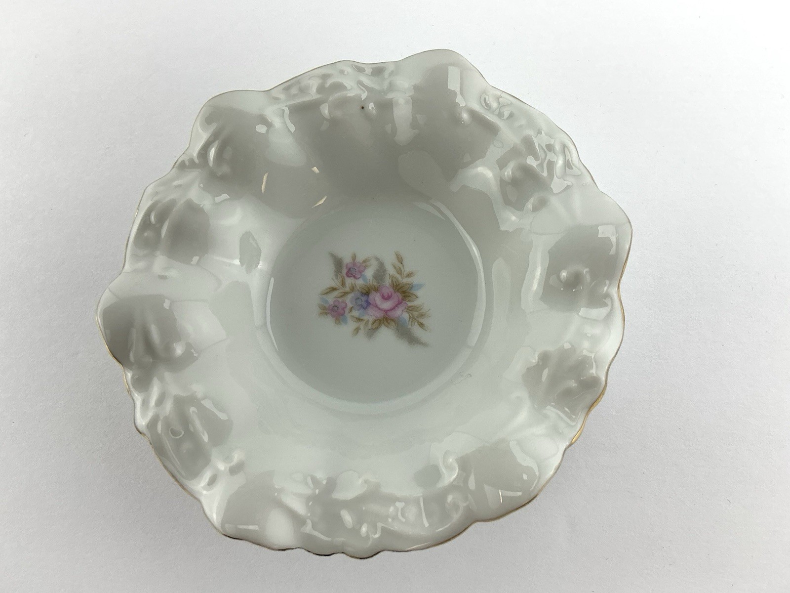 VINTAGE LEFTON CHINA MINI CREAMER AND SAUCER HAND PAINTED PINK FLORAL #6843