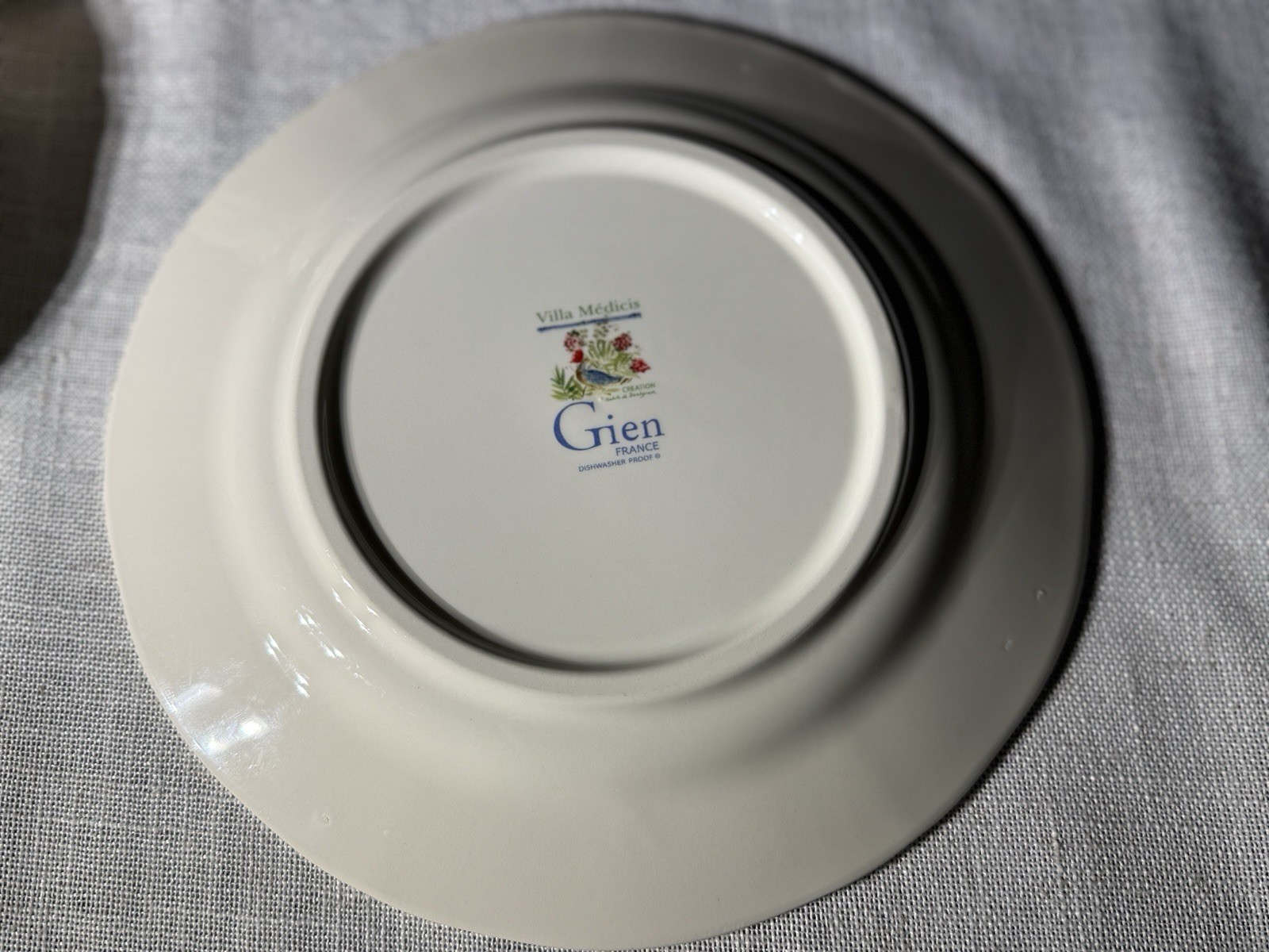 Gien France Villa Medicis Lunch Plates 9.25” Set 4 + 2 Baking Ramekins Faience