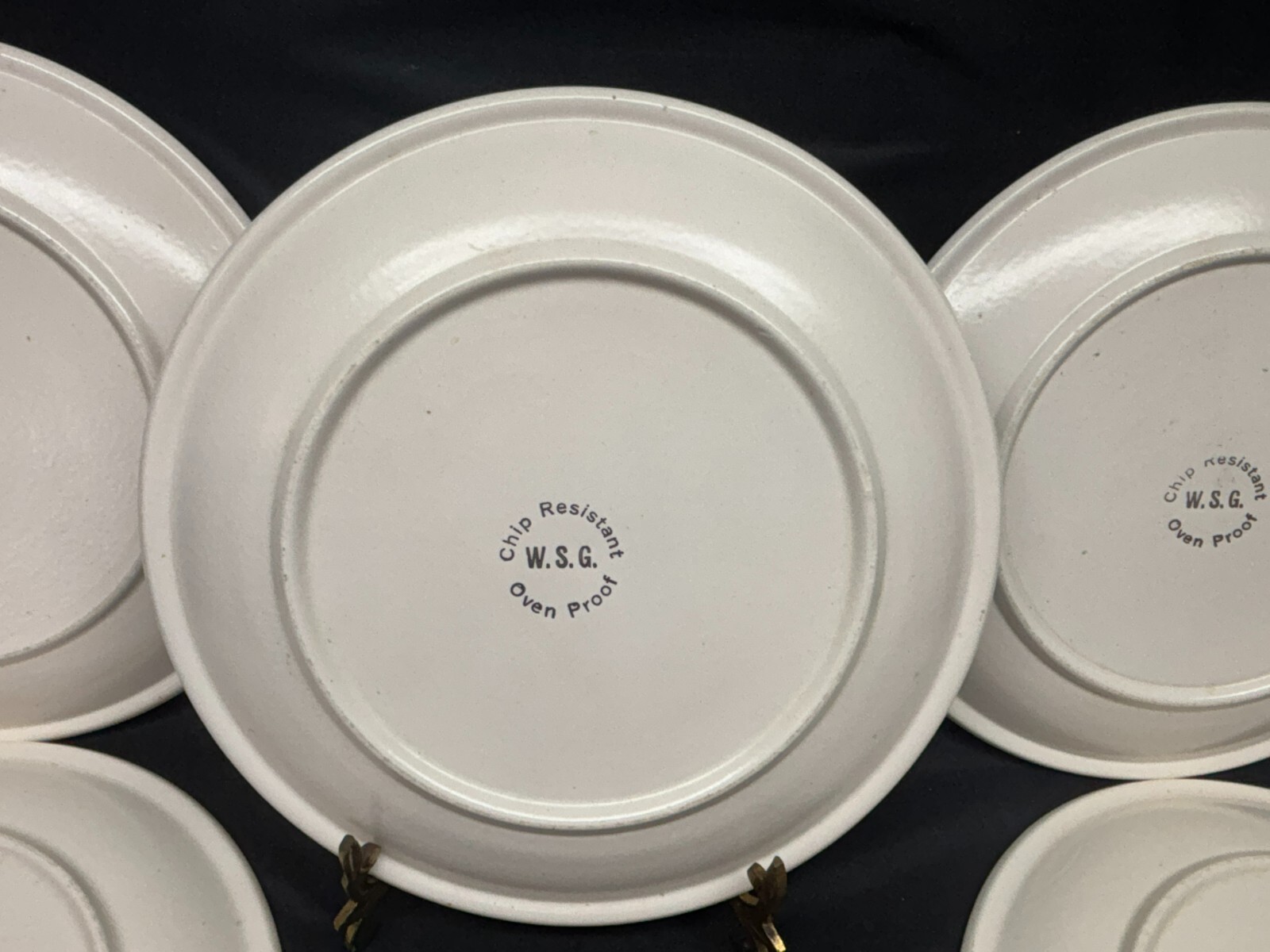 Set of 6 ~ W. S. George “ATOMIC FLOWERS” Dinner Plates ~ 10 3/8″