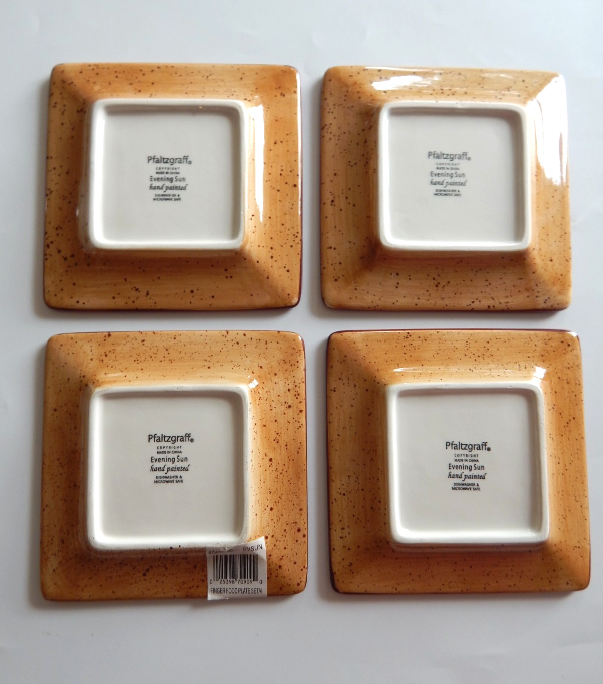 PFALTZGRAFF EVENING SUN 5 1/4″ SQUARE FINGER FOOD PLATES SET OF 4 NEW W/TAG
