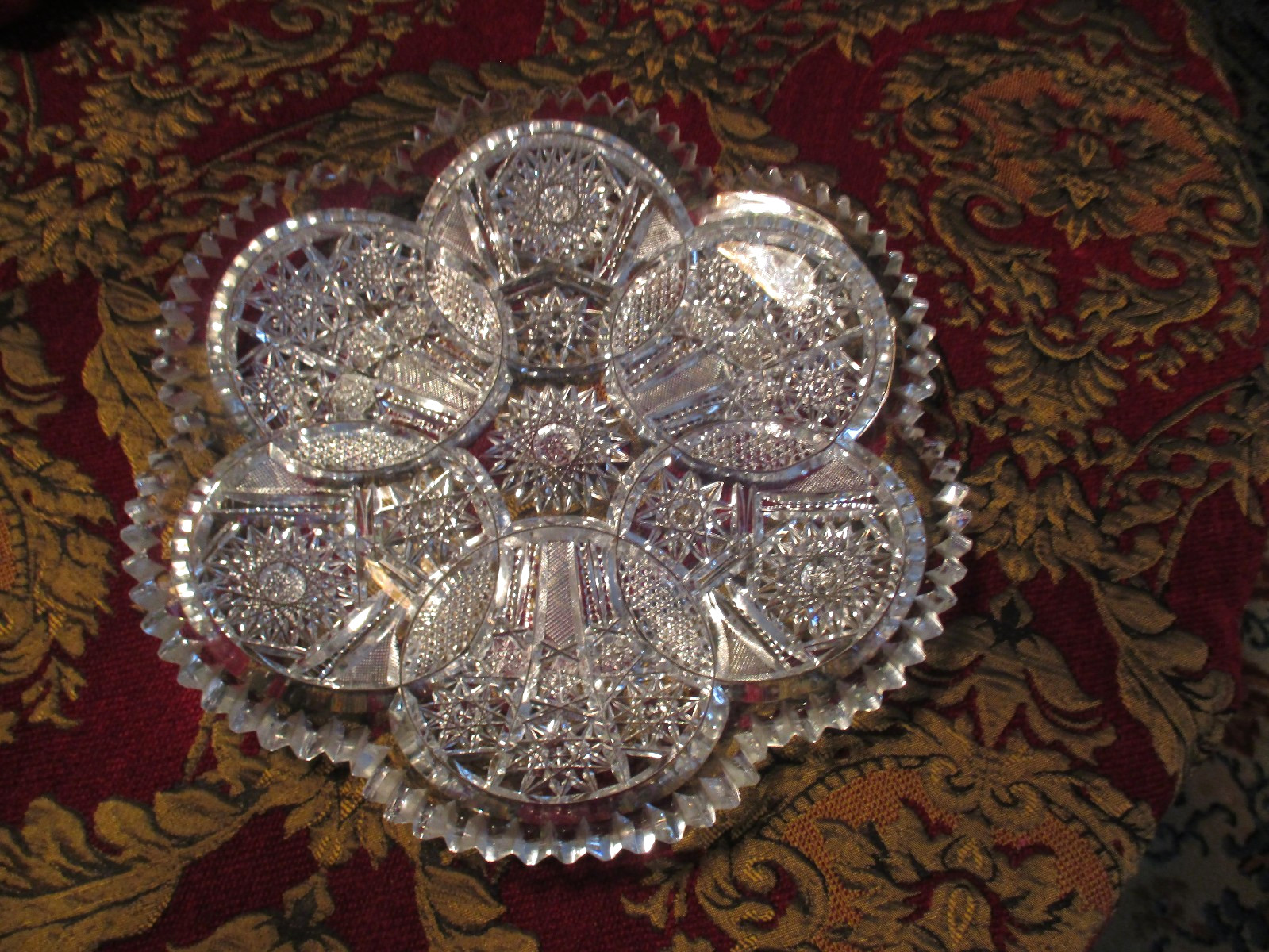 GORGEOUS! Antique American Brilliant Cut Glass 12″ Platter / Tray Extreme Cut