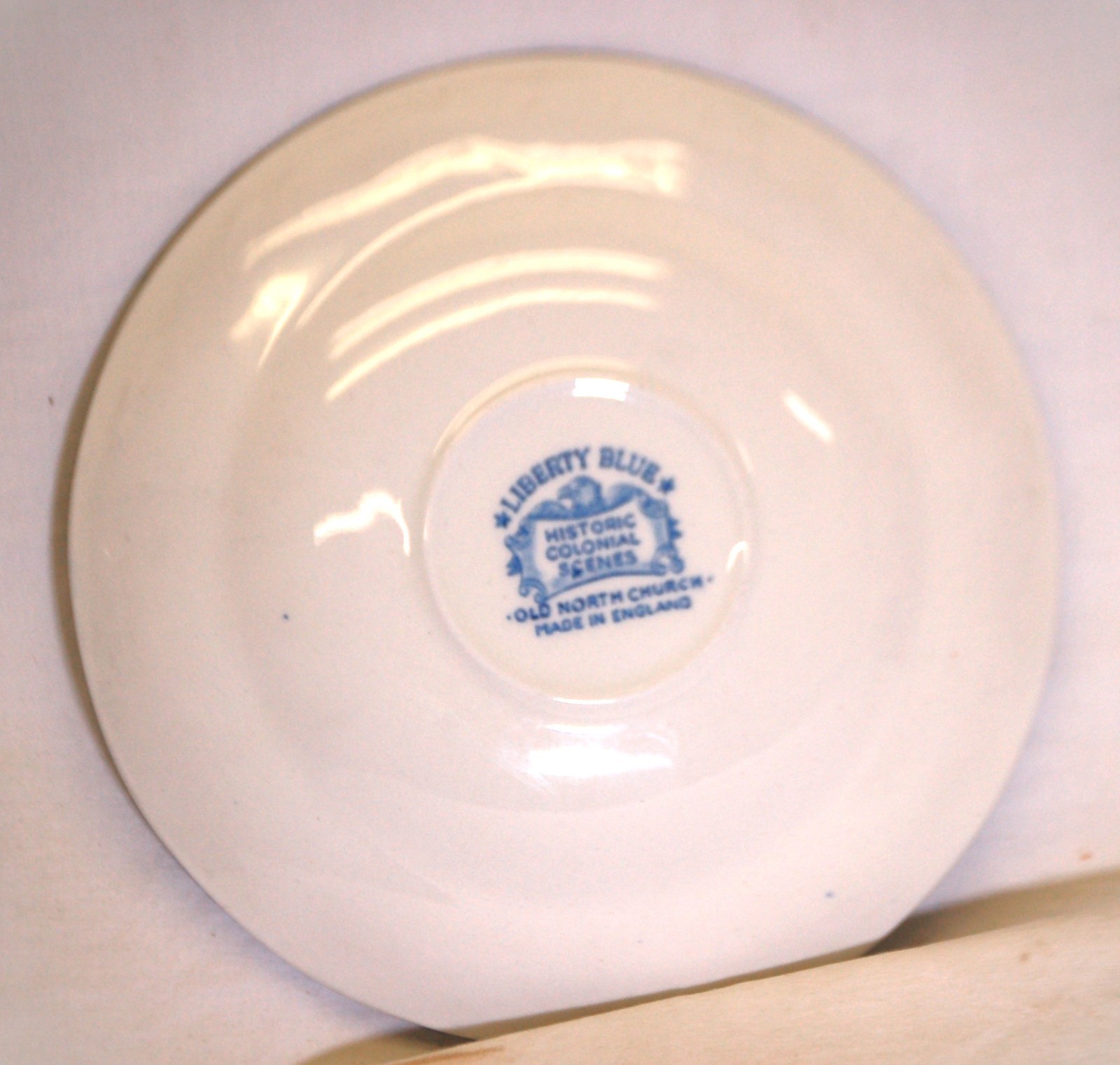 Liberty Blue Staffordshire Saucer Blue & White Floral Rim Scenes in Center