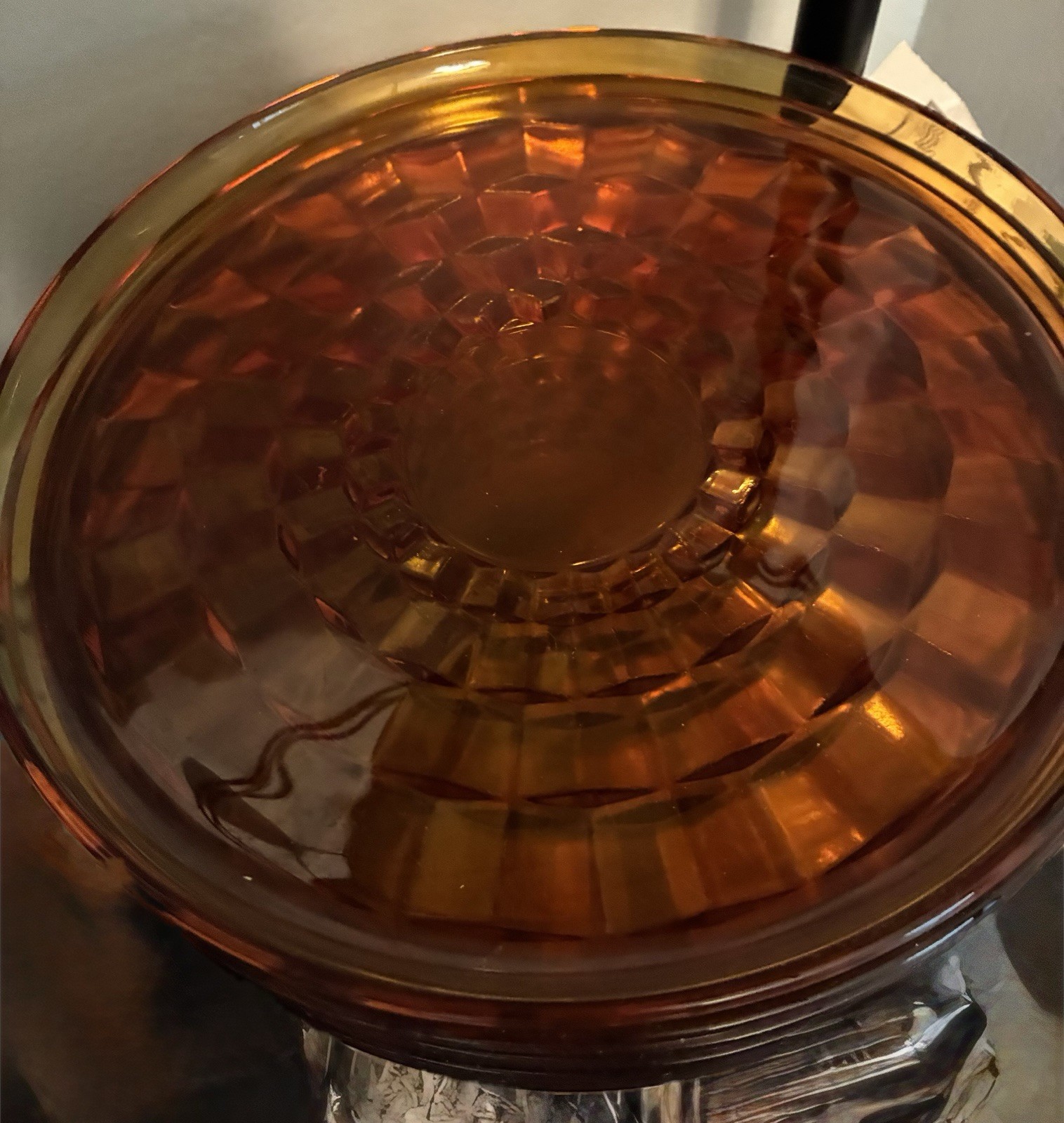 Indiana Glass Co Whitehall Amber Cubist Luncheon Plates (6)