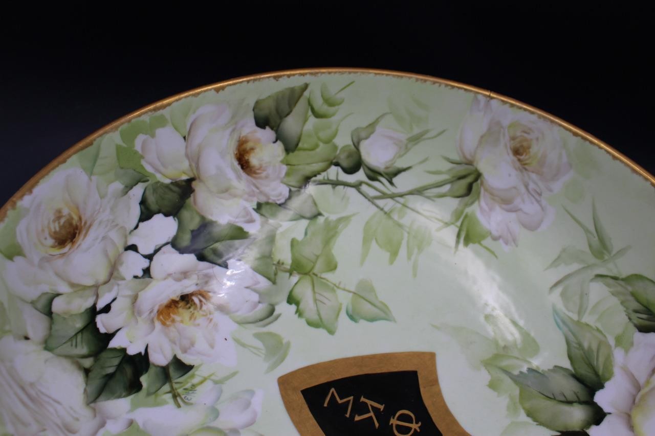 1905 Limoges Punch Bowl Hand Painted for Phi Kappa Sigma Fraternity by E. Miler
