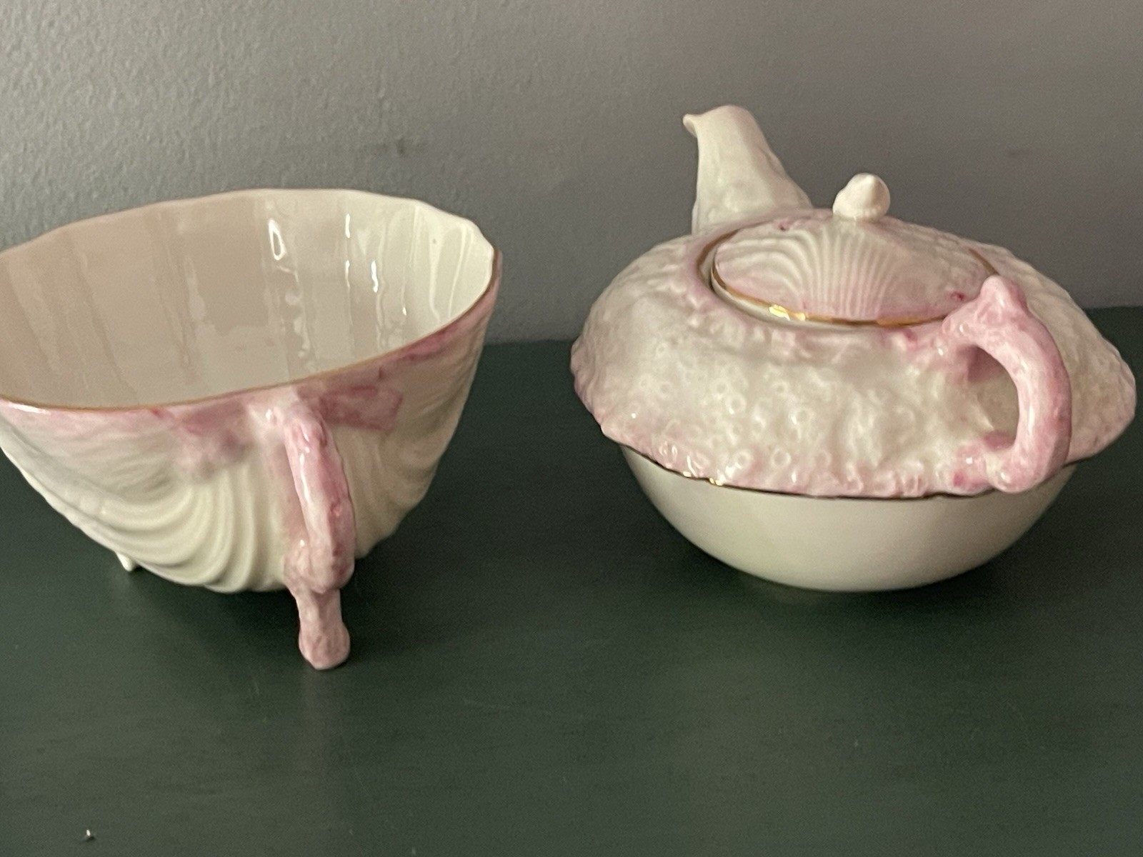 VINTAGE PORCELAIN BELLEEK IRELAND NEPTUNE TEAPOT SEASHELL