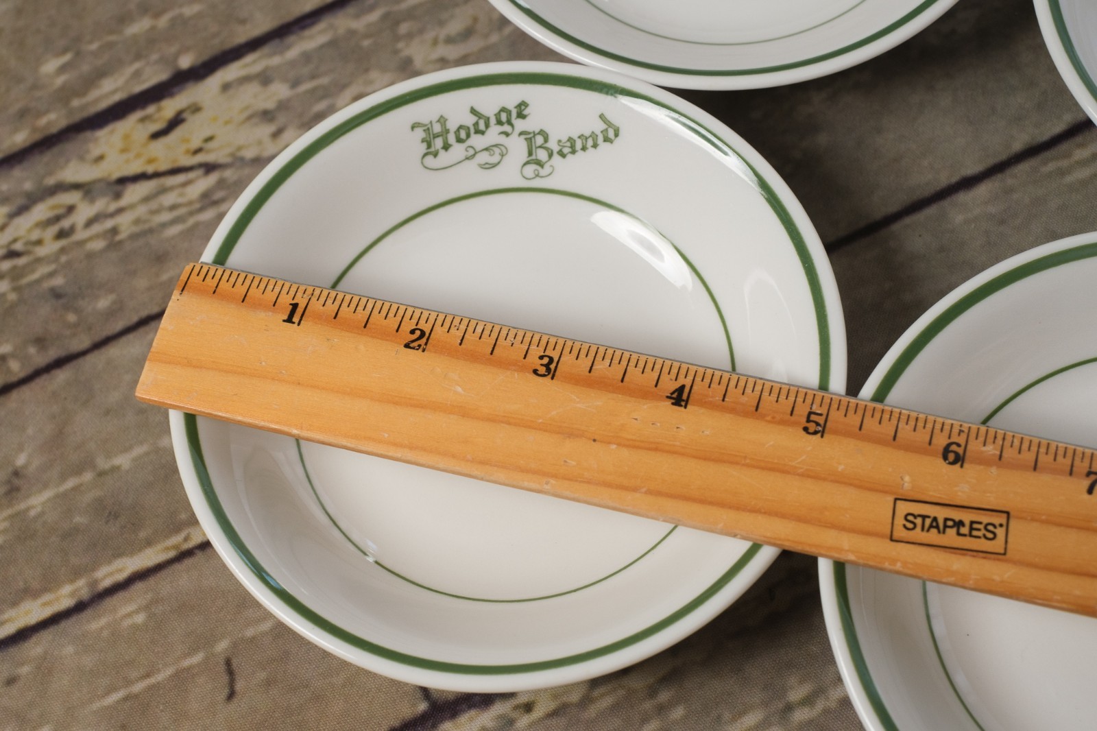 MAYER CHINA Hodge Band White Green Bands Porcelain 5″ Berry Bowls-Set of 4