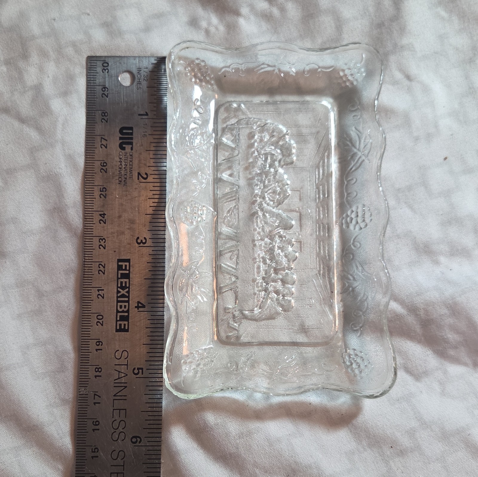 Tiara/Indiana Glass The Last Supper SMALL Butter, Bread, Trinket Tray 5 x 3in