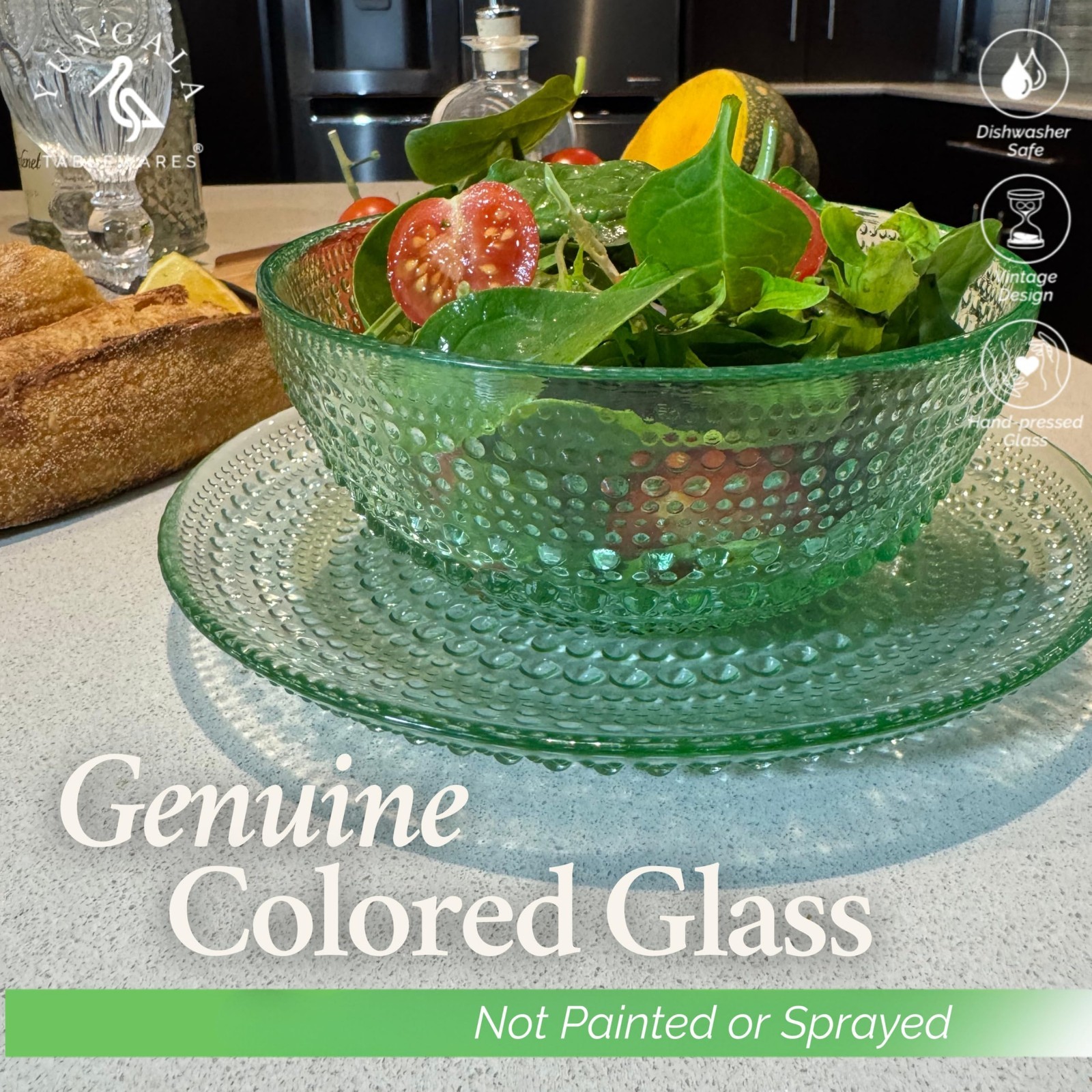 Decorative Green Glass Bowl – Elegant Centerpiece for Home Decor & Dining