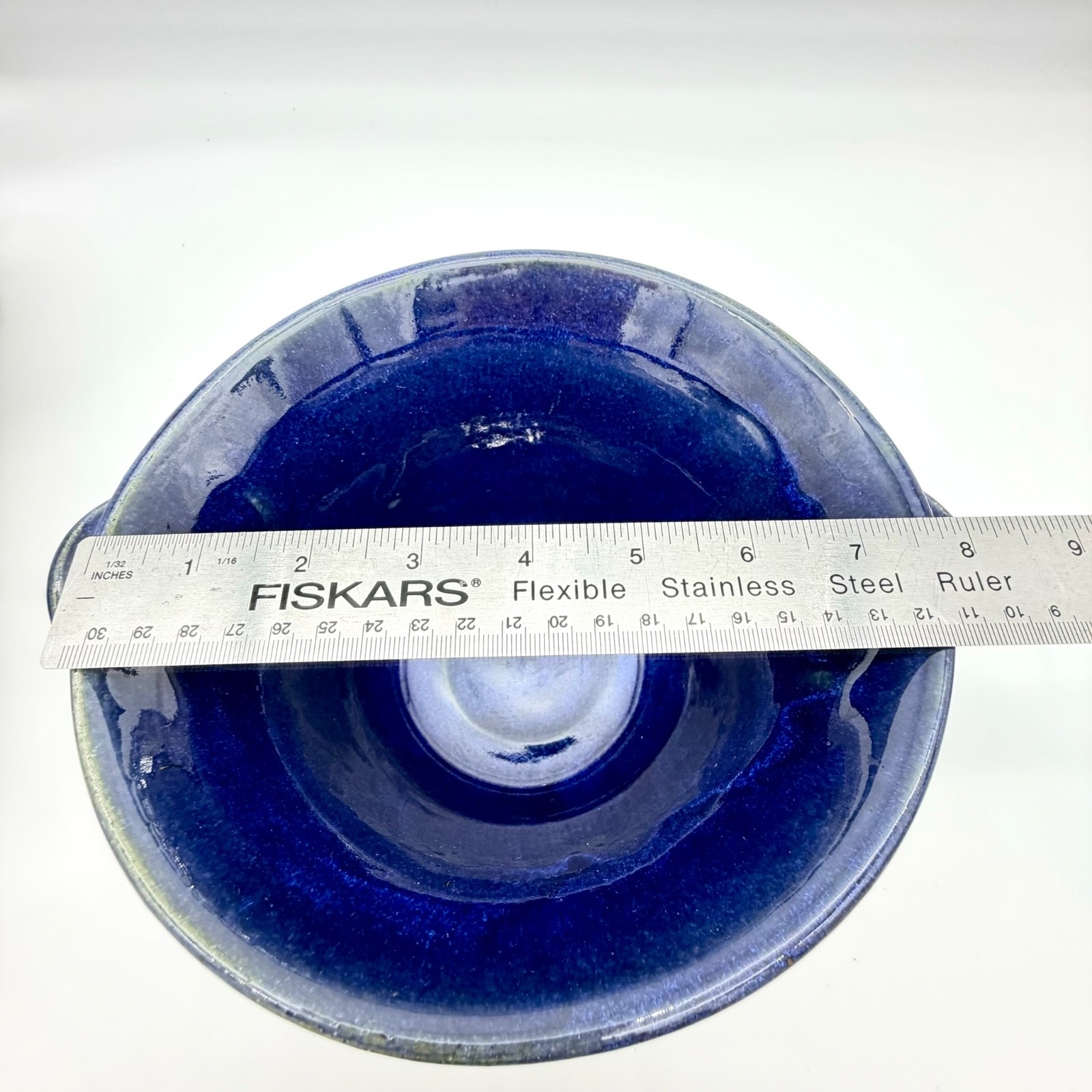 Pigeon River Pottery Old Mill TN Signed Crock Bowl Cobalt Drip Glaze 7.75 in