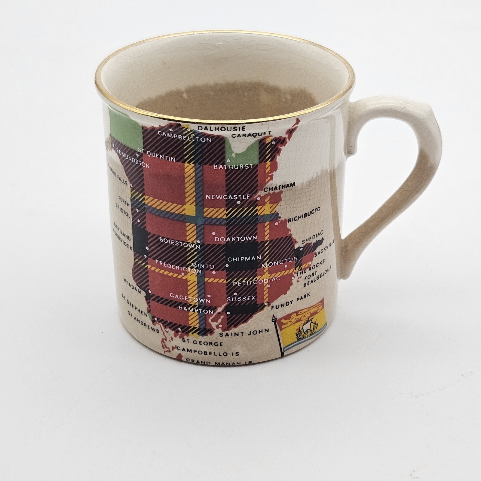 Vintage 1950s Sandland Ware New Brunswick Tartan, Canada Espresso Mug Cup 1959
