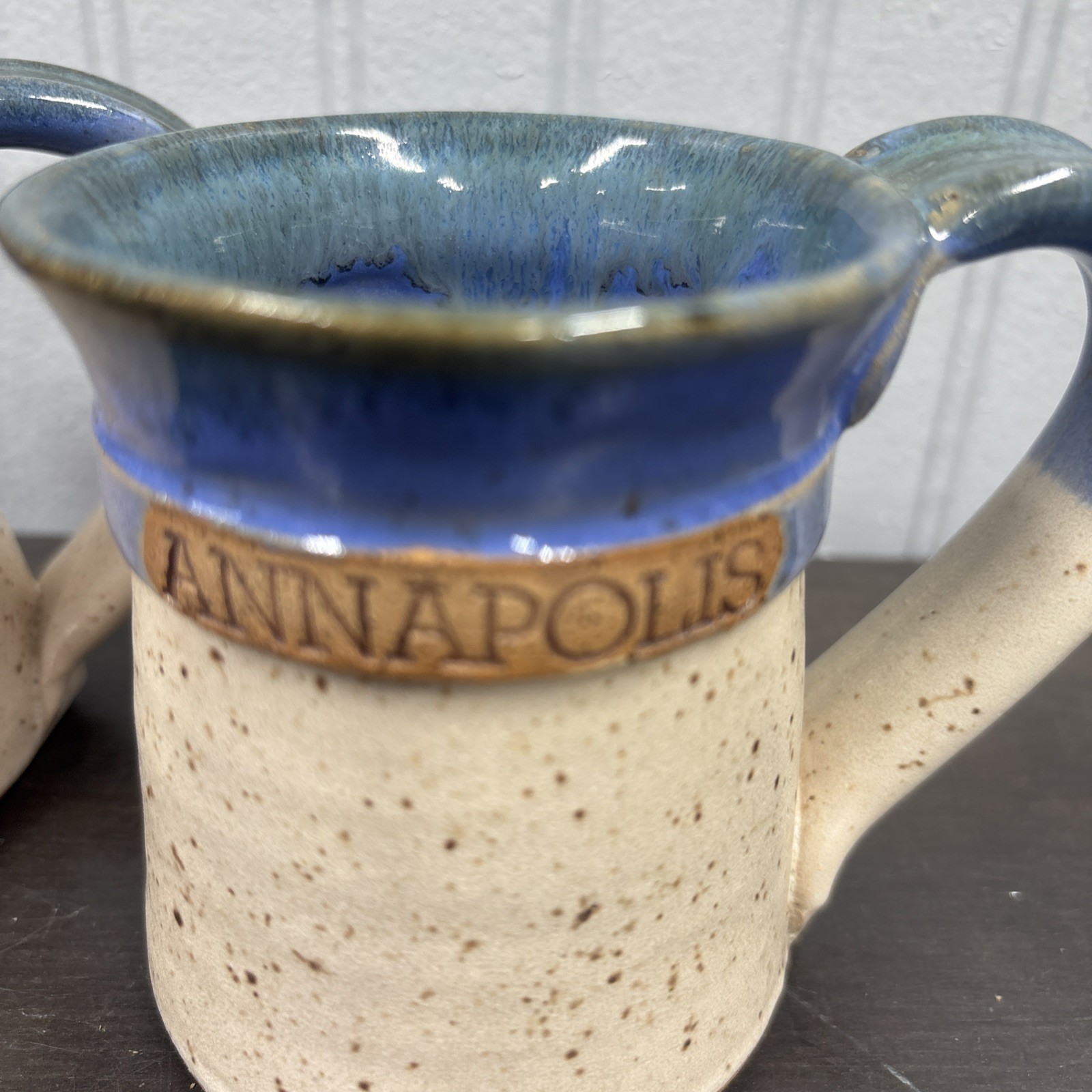 Vintage The Annapolis Pottery 1694 Maryland 15oz Mug Stamped Set Of 2