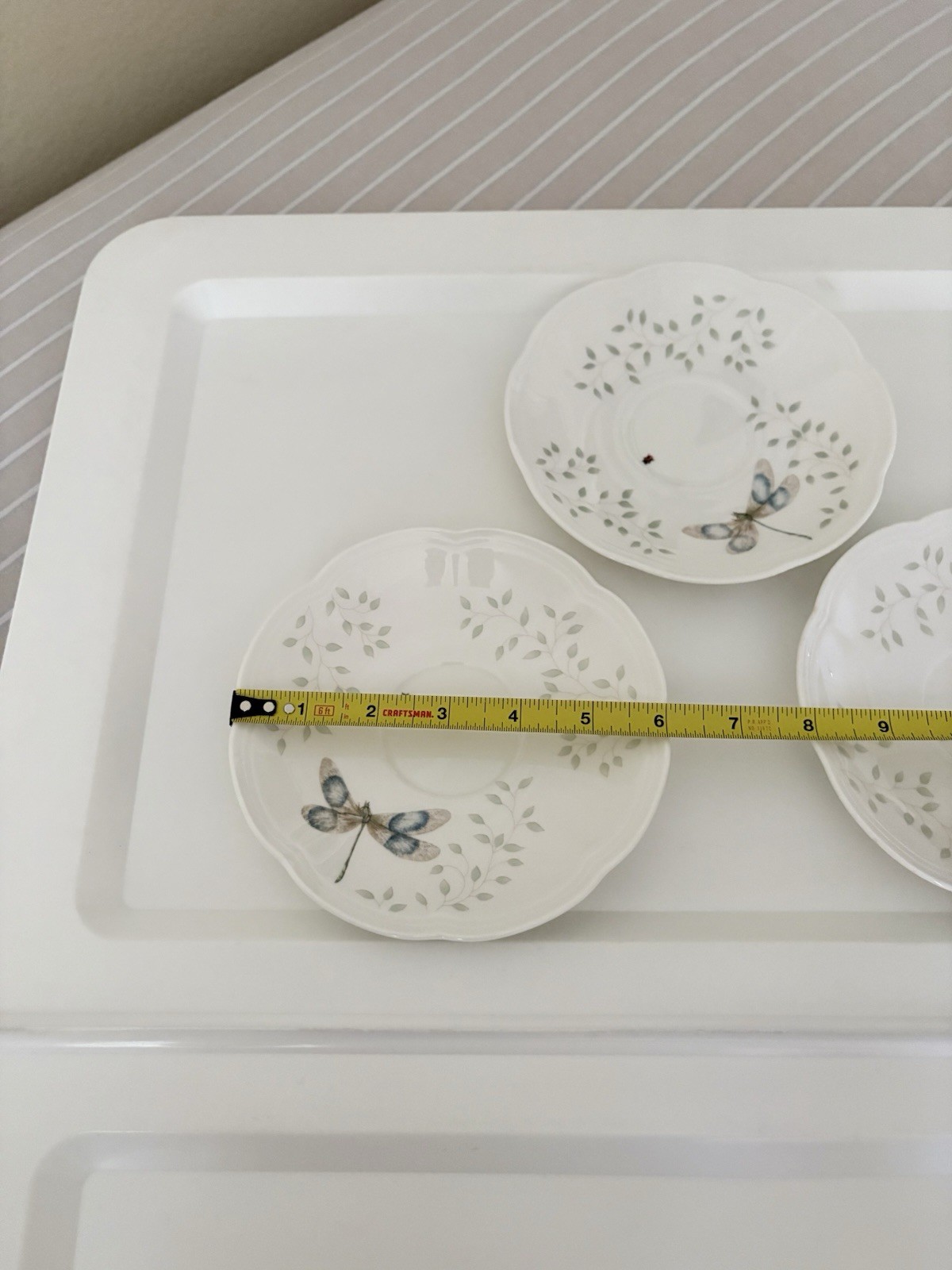 Lenox Floral Butterfly Bee Cups and Saucers Teacups Set of 3