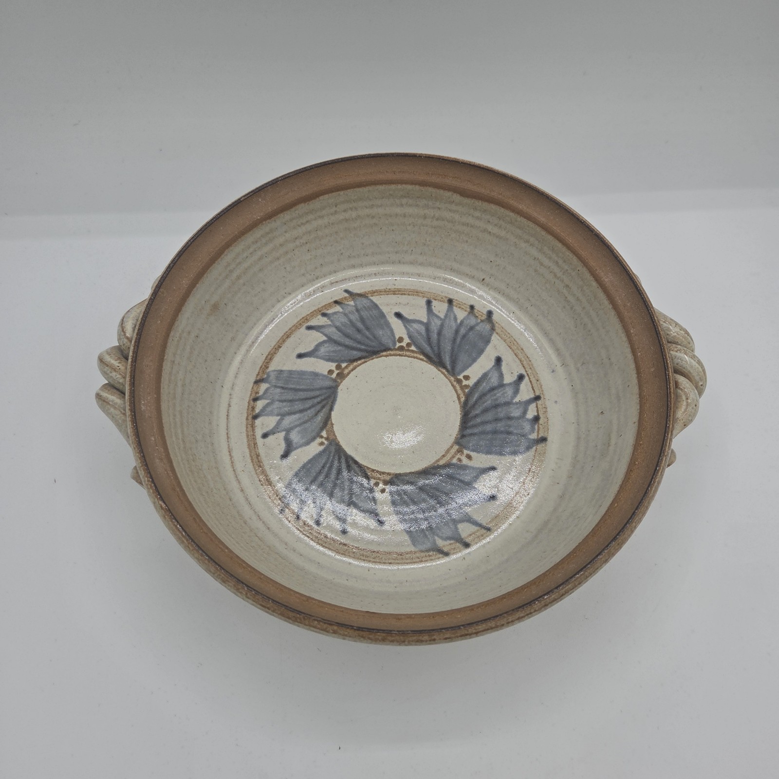 90s The Potter Daughter Charest Pottery 8 in Casserole Dish Lid Spiral Handles