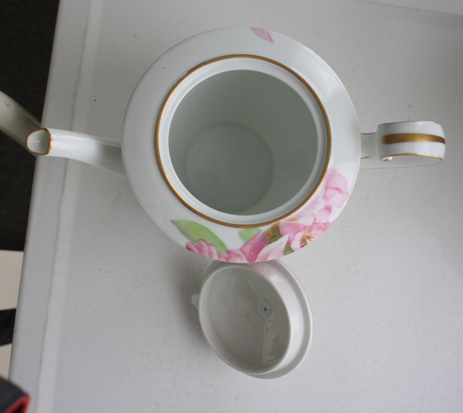 Noritake Pink Orchid Teapot White Pink Green Flowers Dolores 4 cup