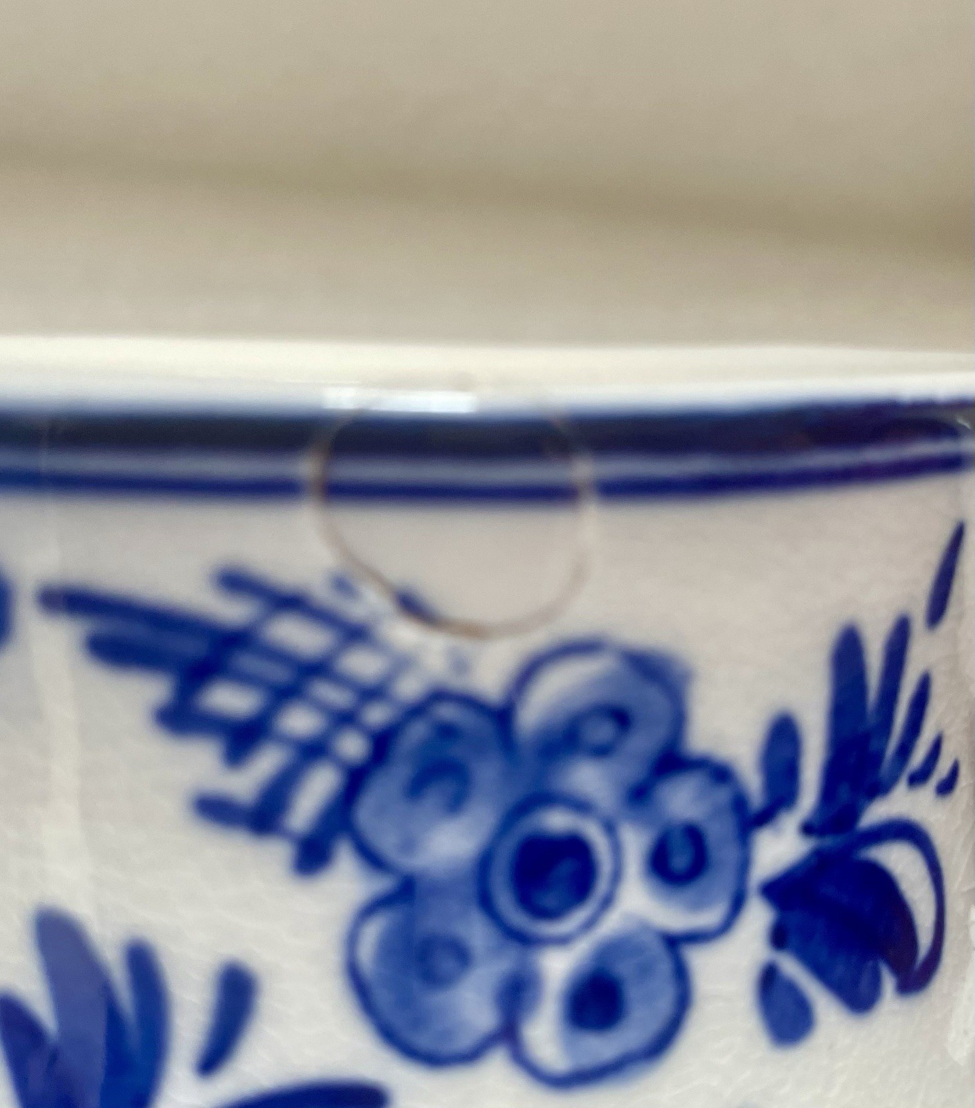 Delft Blue Mug Hand Painted Pottery Floral Cup Vase Flower Pot Home Decor
