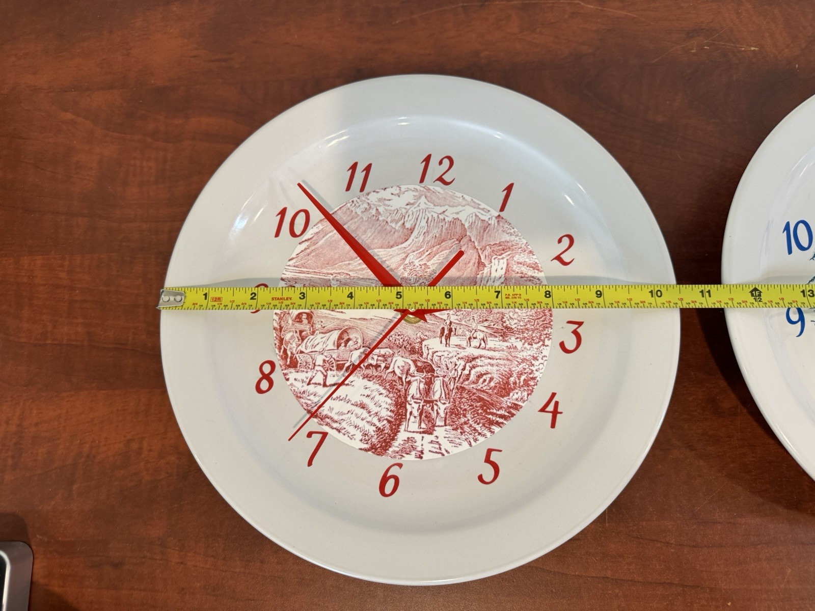Royal China Currier And Ives Inspired Homemade Pink Clock Rocky Mountain Scene