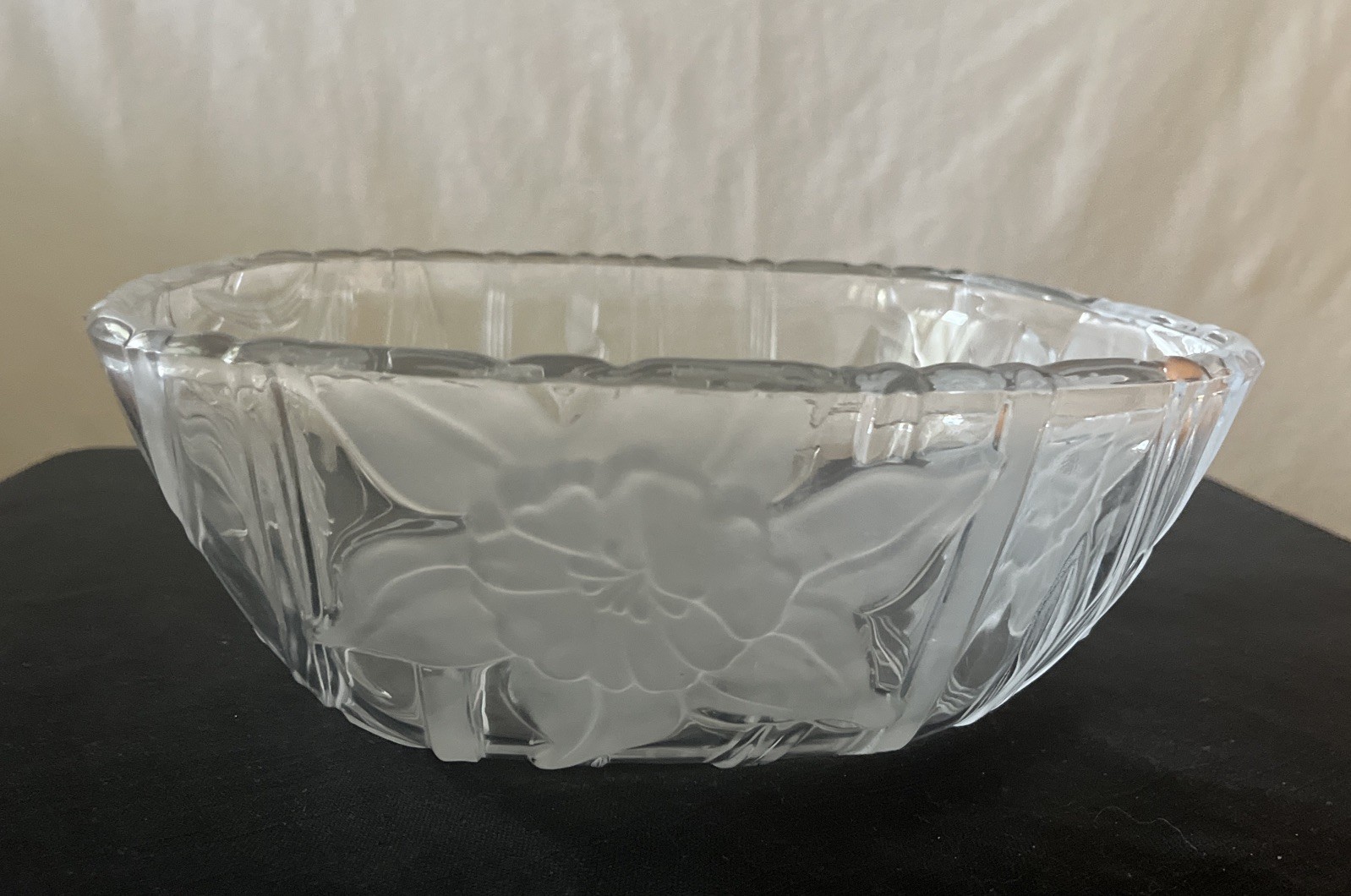 Vtg Rare Crystal Clear Studios 1989 Heavy Daffodils Serving Crystal Fruit Bowl