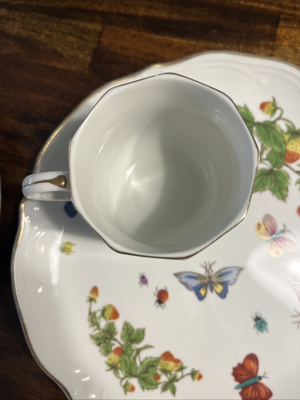Vintage Ardalt Japan Lenwile Snack Set Strawberry Butterfly Cup Plate Lot x2