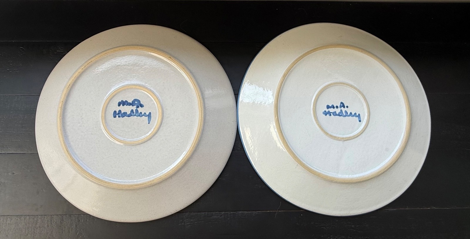 VINTAGE MARY ALICE MA HADLEY 11″ DINNER PLATES THE FARMER AND HIS WIFE EUC