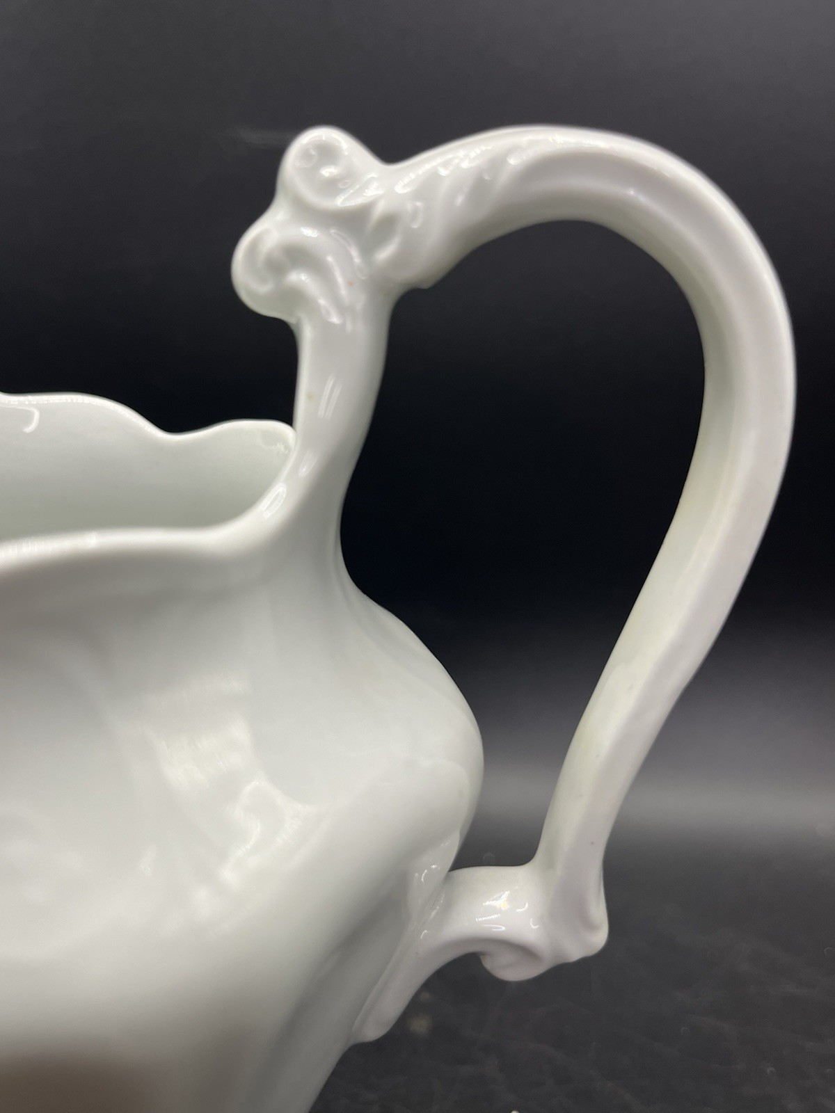 W.H. Grindley England White Ironstone Creamer/Pitcher Embossed Victorian, READ