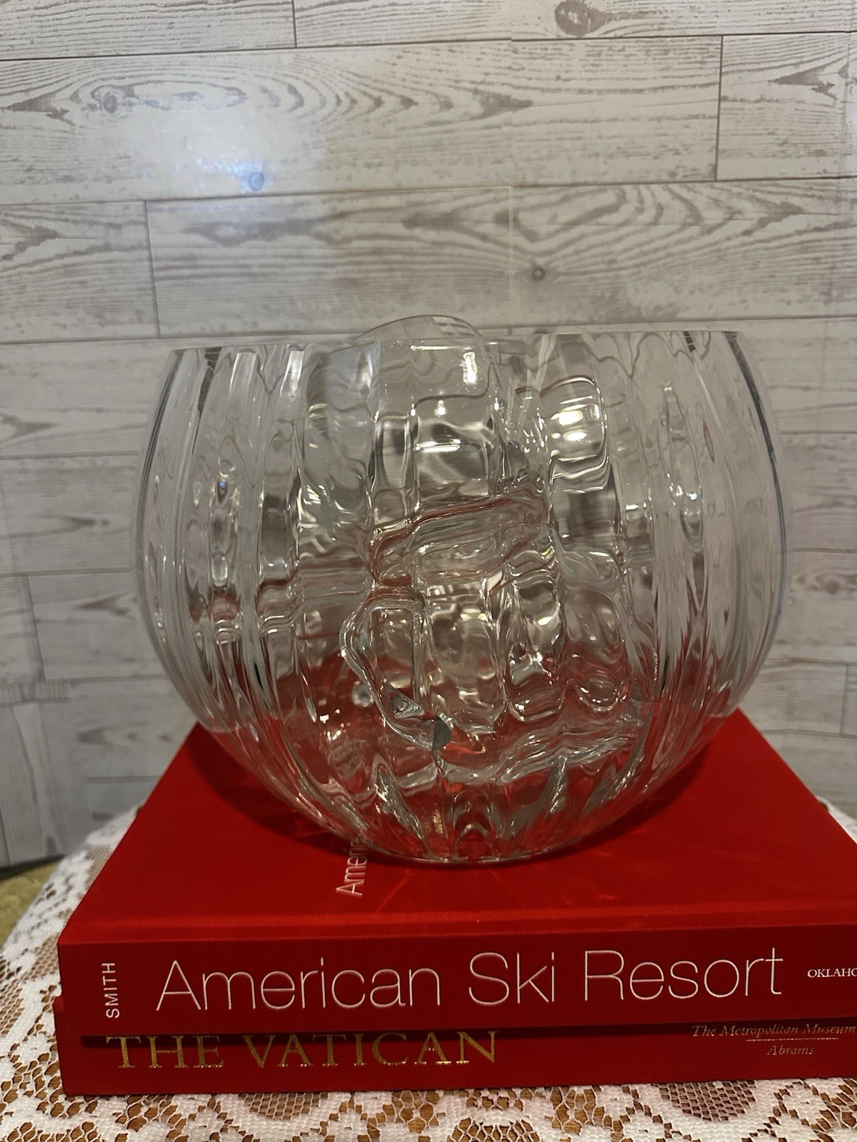 A Krosno glass punch bowl with matching handled cups.