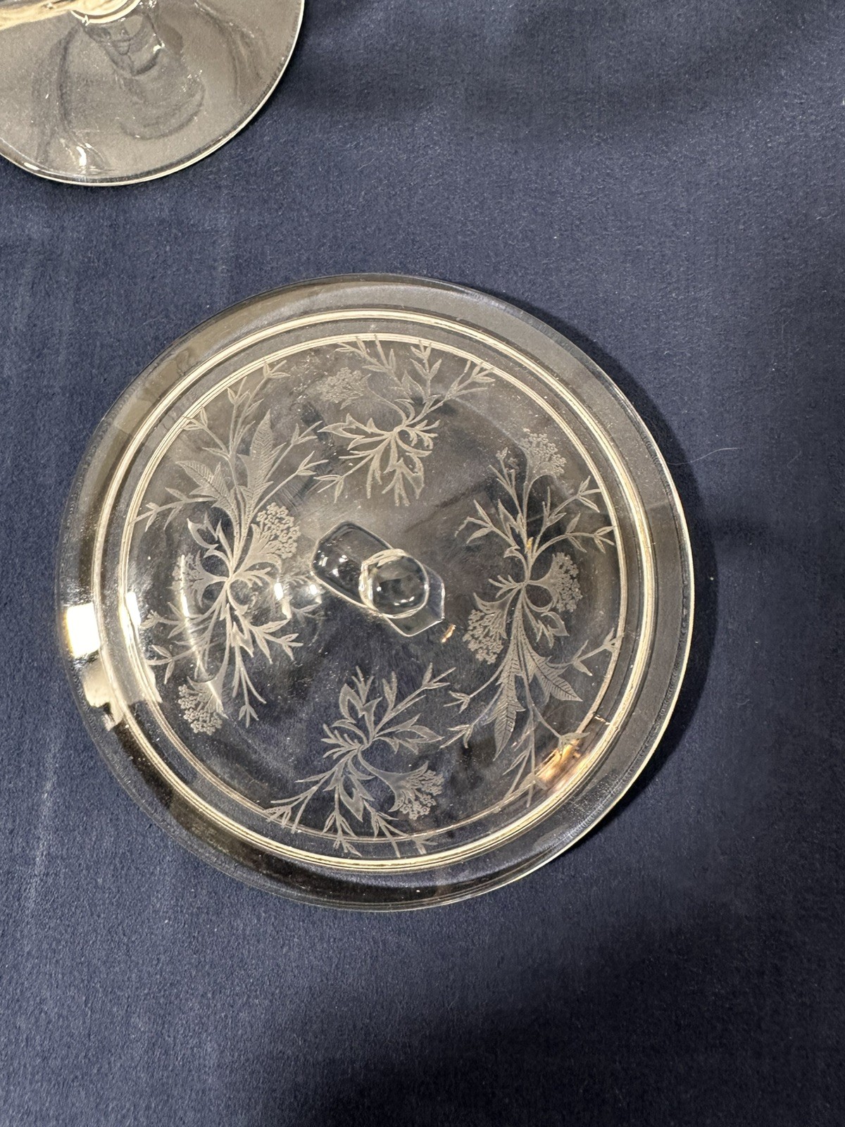 Vintage Fostoria Etched Heather Footed Candy Dish With Lid 6”