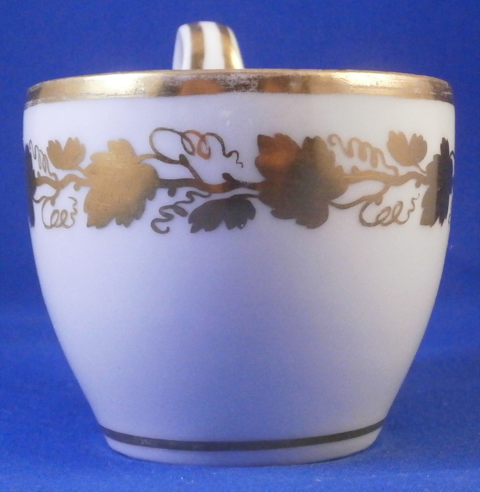 Antique 19thC Royal Vienna Porcelain Gold Grape Leaf Cup & Saucer Wien Austrian