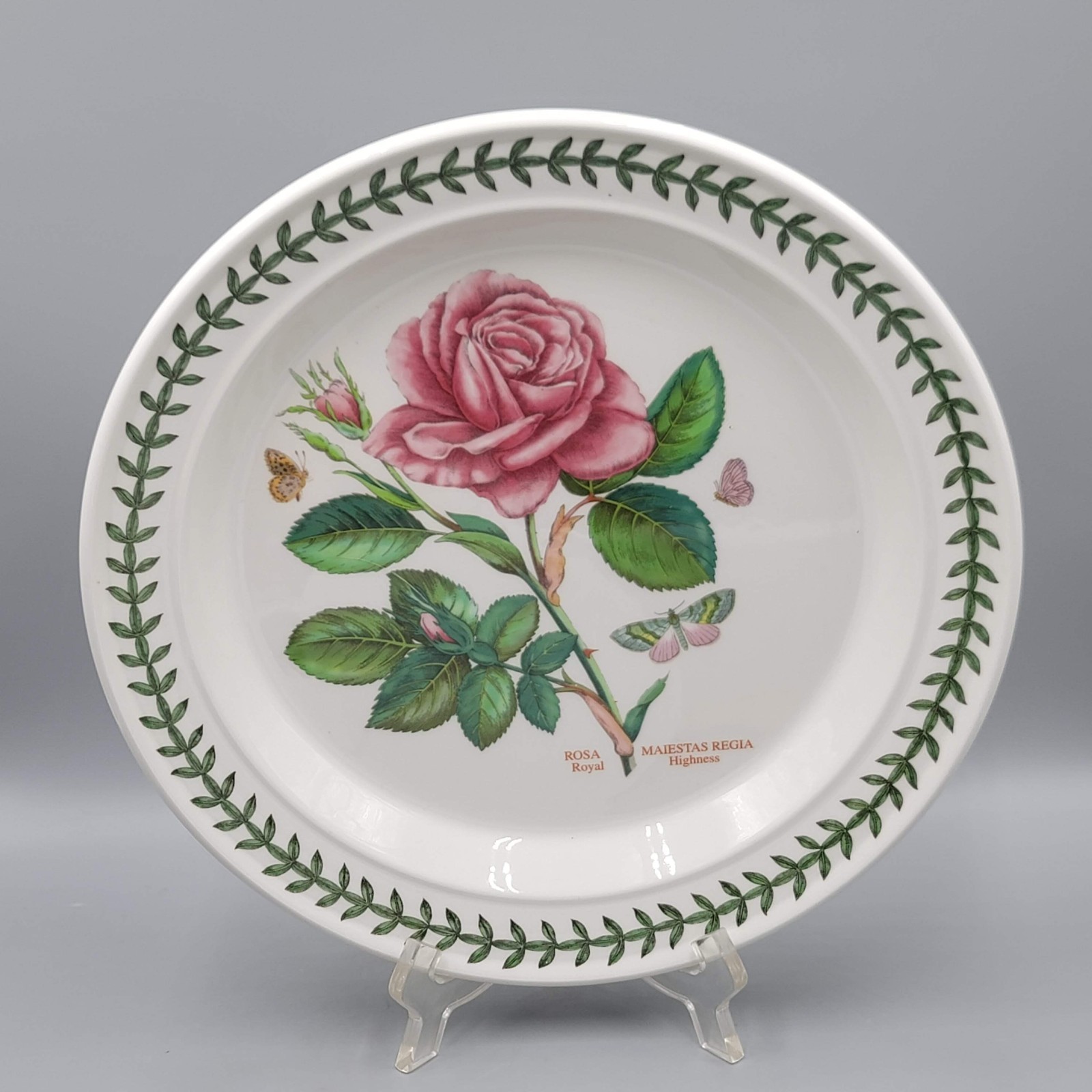 PORTMEIRION BOTANIC ROSES ROYAL HIGHNESS BUTTERFLY 10 1/2″ DINNER PLATE