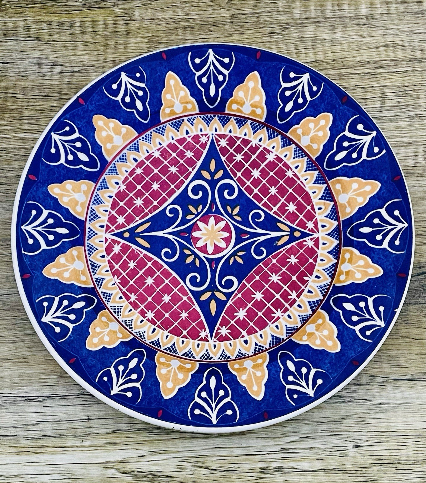 Pier 1 VIZCAYA Dinner Plate 10 1/8″ Blue Rust Gold 1 Plate