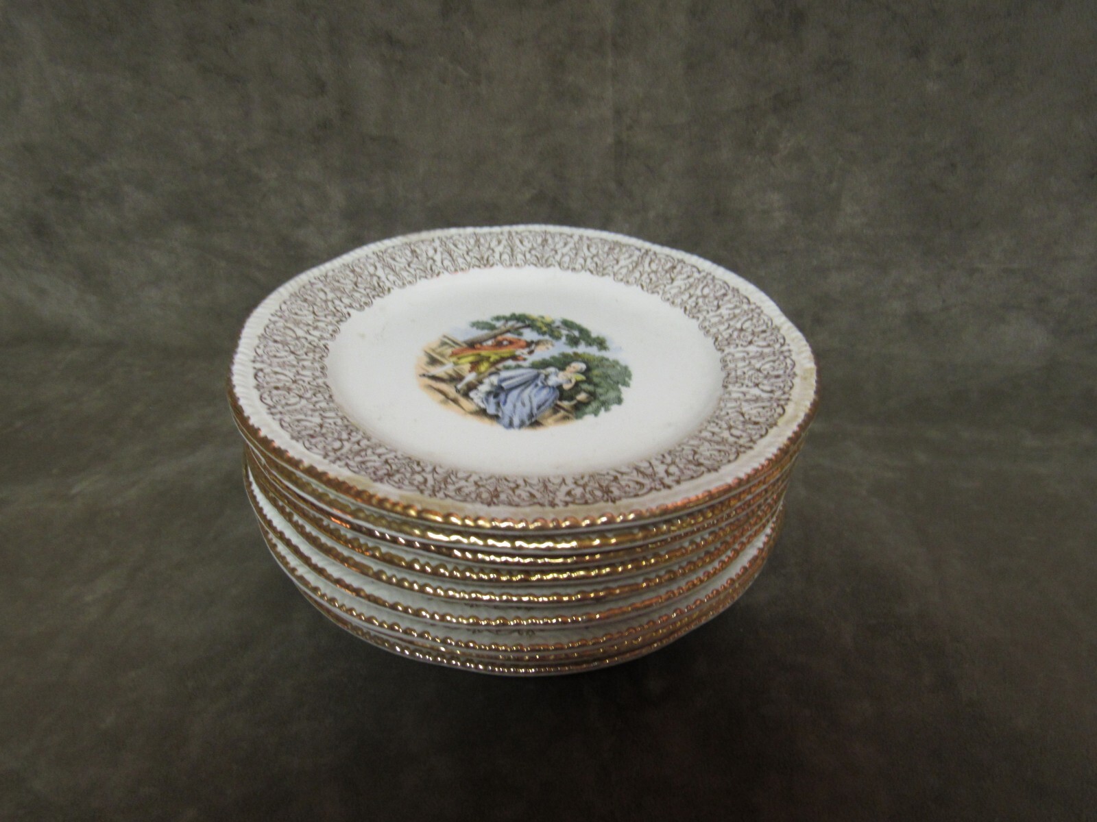 1950’s Homer Laughlin China Colonial Times Couple Pattern 6-1/2” Bread Plates