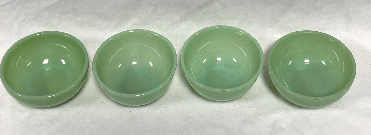 Fire-King Alice Jadeite Green Dish Lot 3 Cup & Saucer Sets + 4 Bowls
