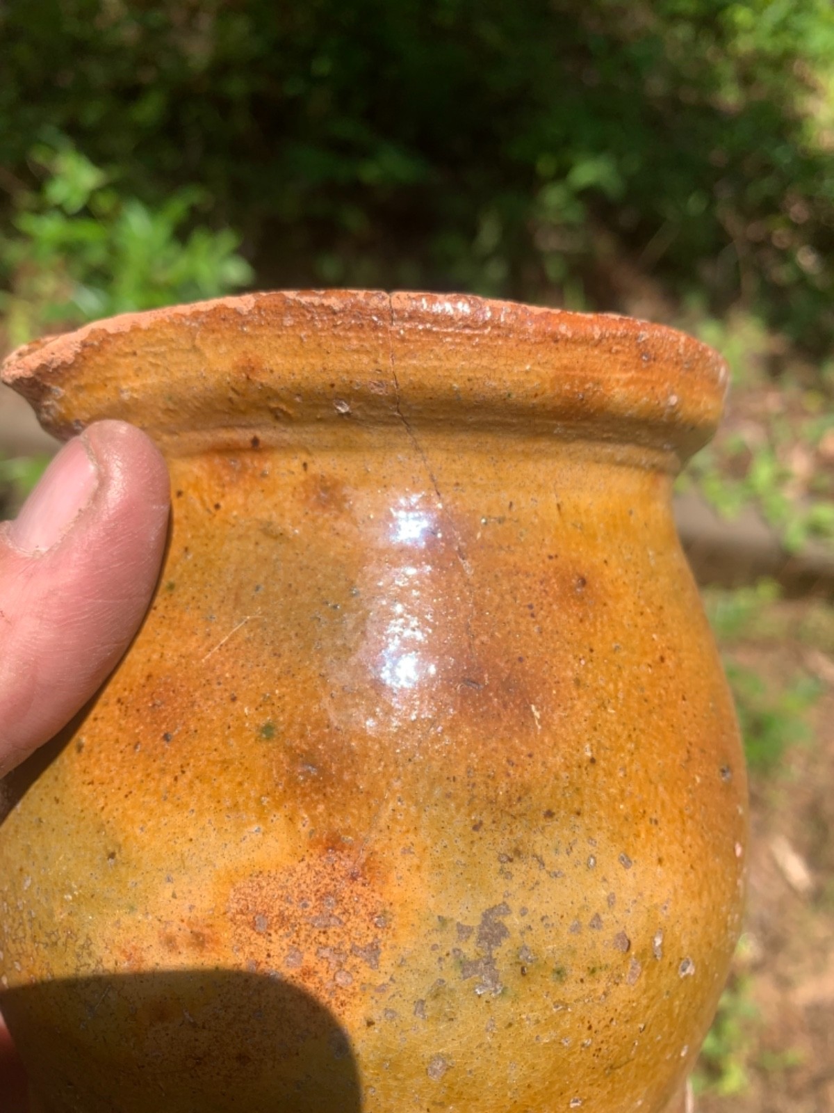 redware quart Pitcher Super Glaze no lid – flakes