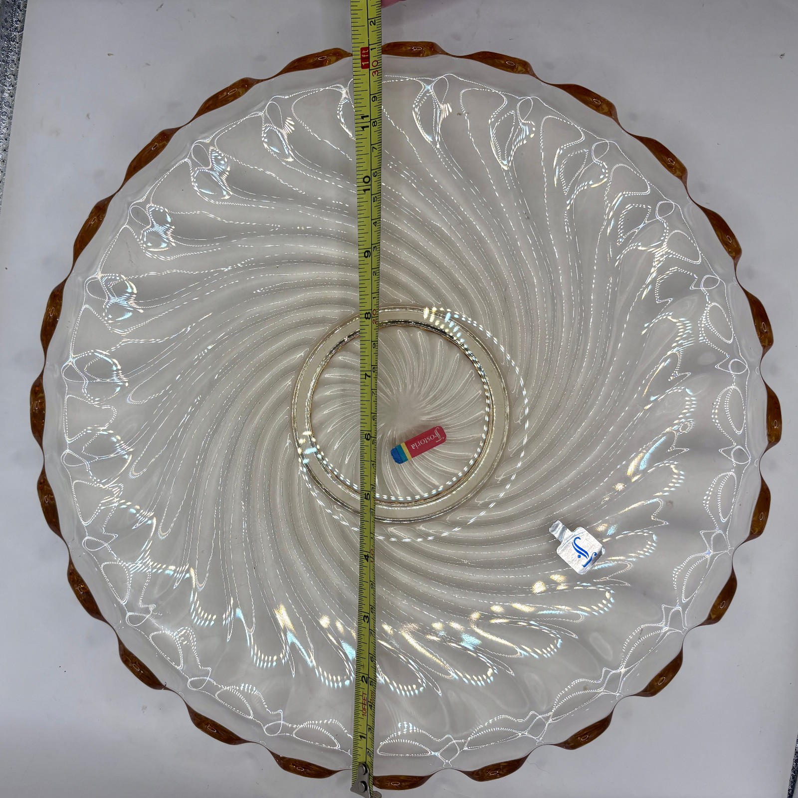 Fostoria Colony Swirl Glass Vintage Torte Cake Plate Platter original stickers